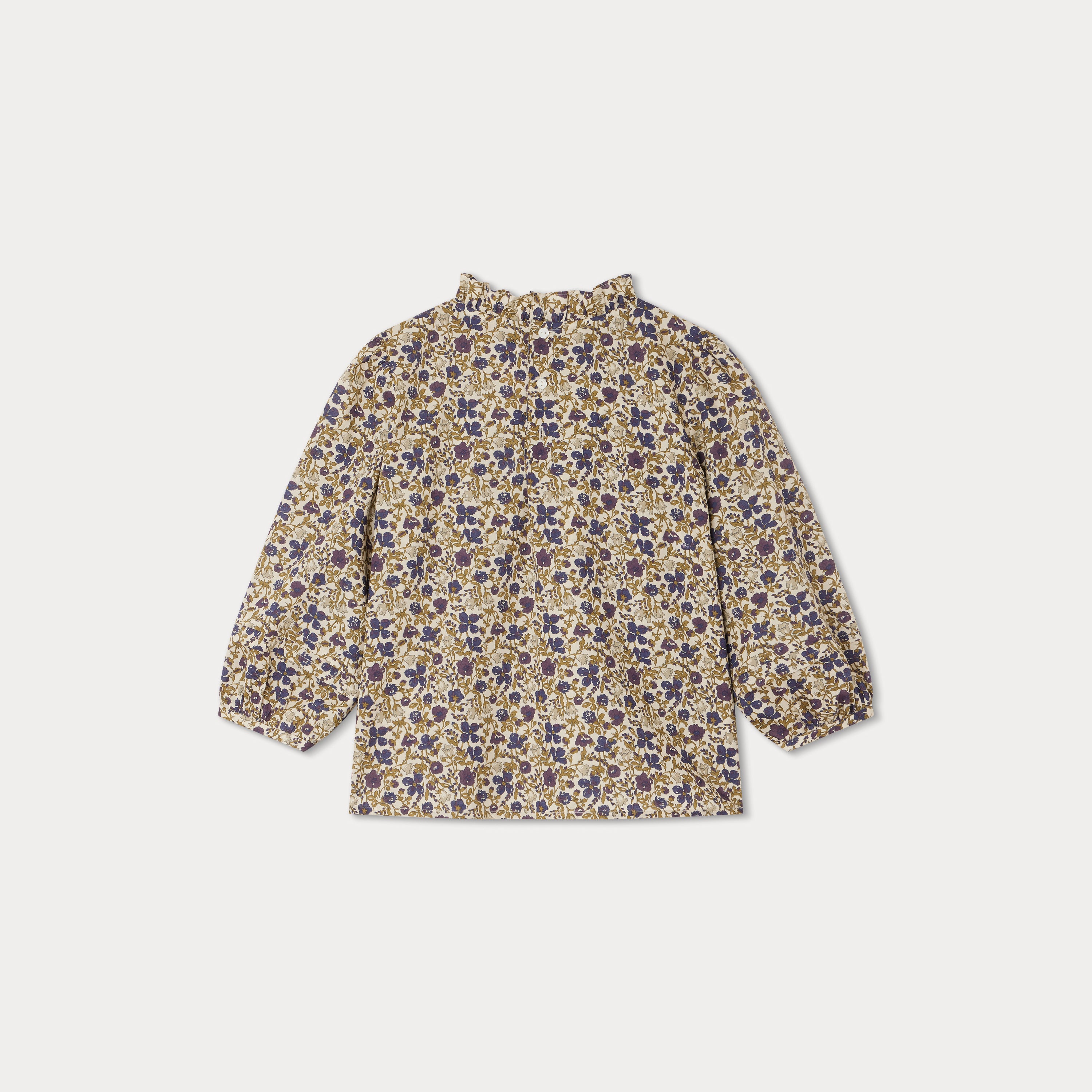 Girls Beige Floral Cotton Top