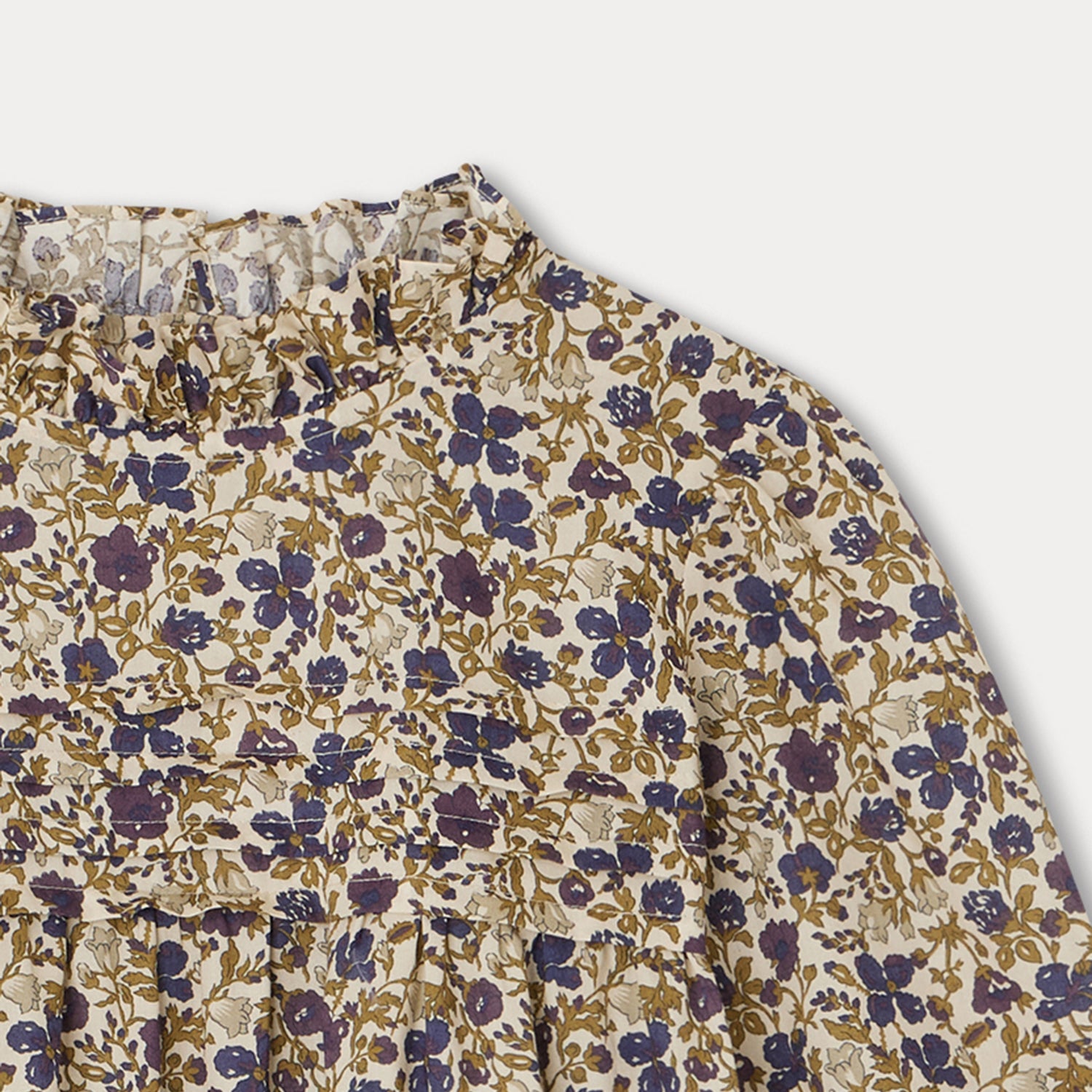 Girls Beige Floral Cotton Top