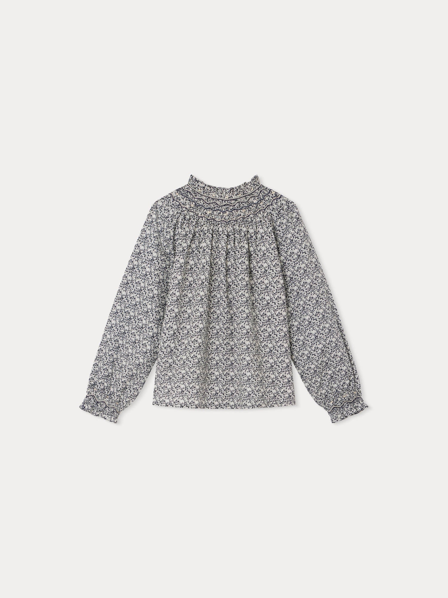 Girls Blue Floral Cotton Top