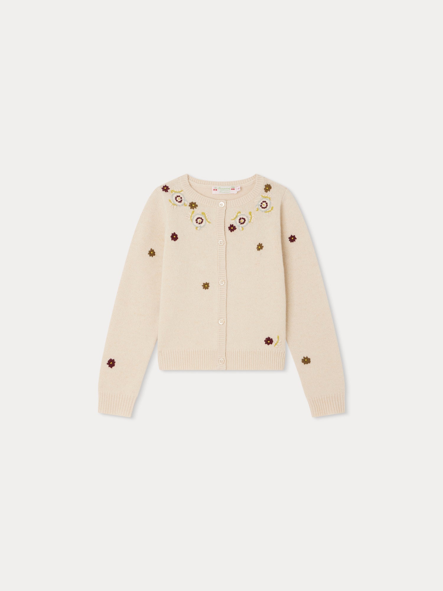 Girls White Embroidered Wool Cardigan