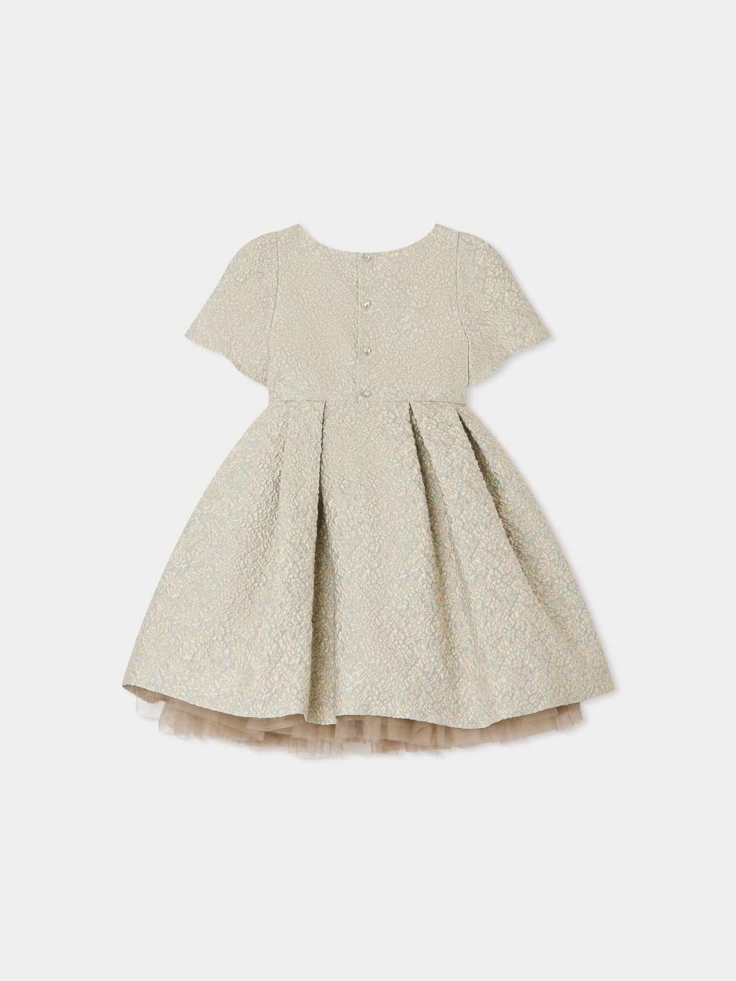 Girls Beige Jacquard Dress