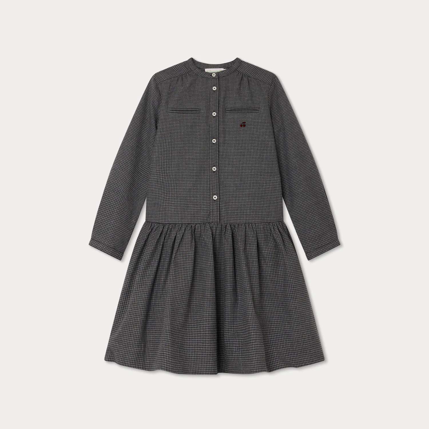 Girls Black Check Cotton Dress