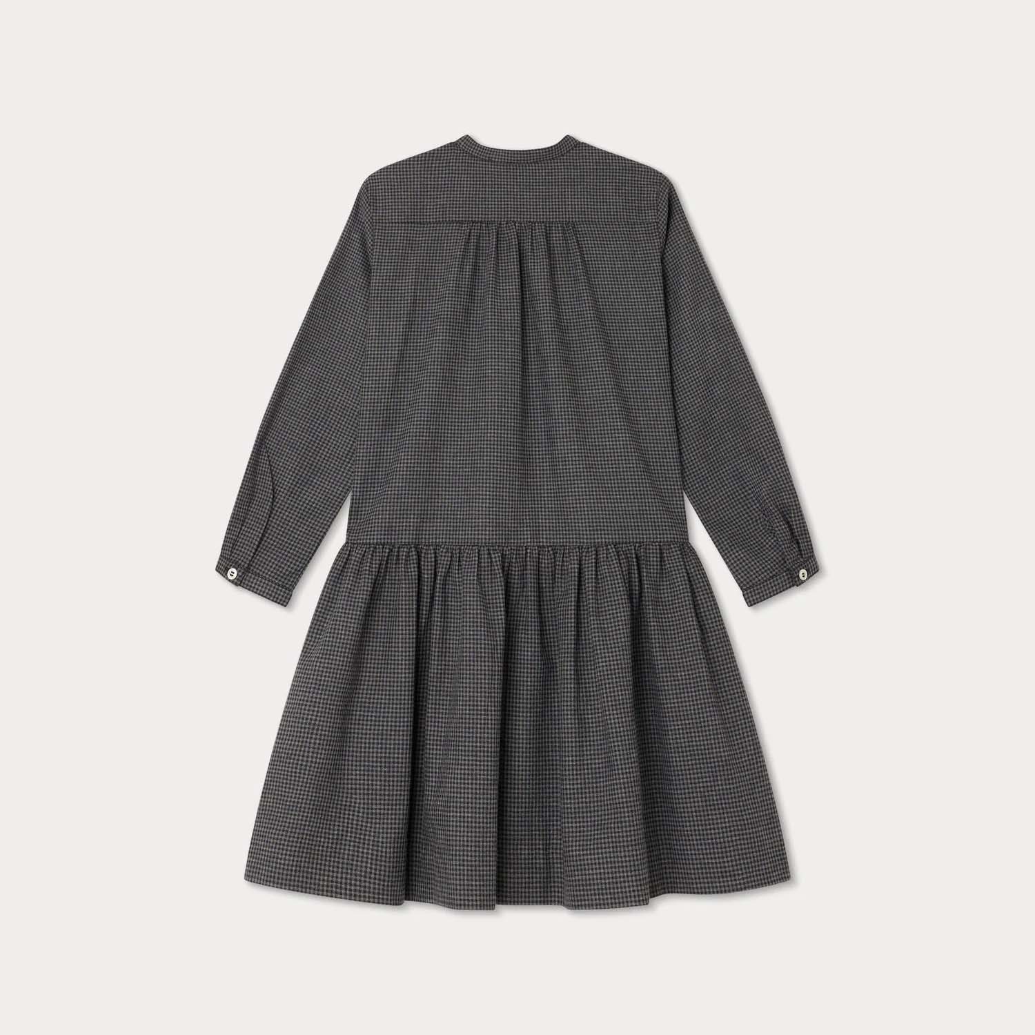 Girls Black Check Cotton Dress