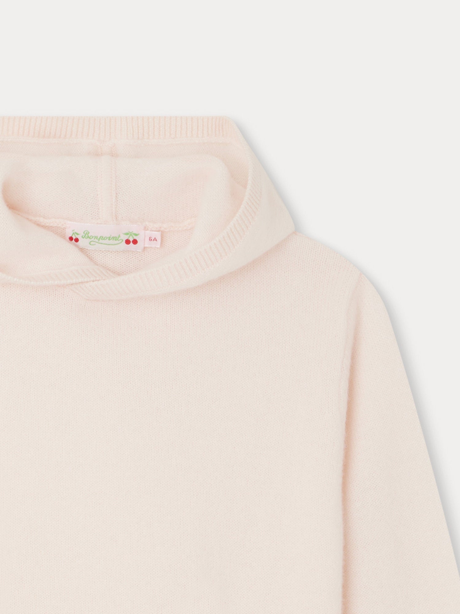 Girls Light Pink Hooded Cashmere Sweater