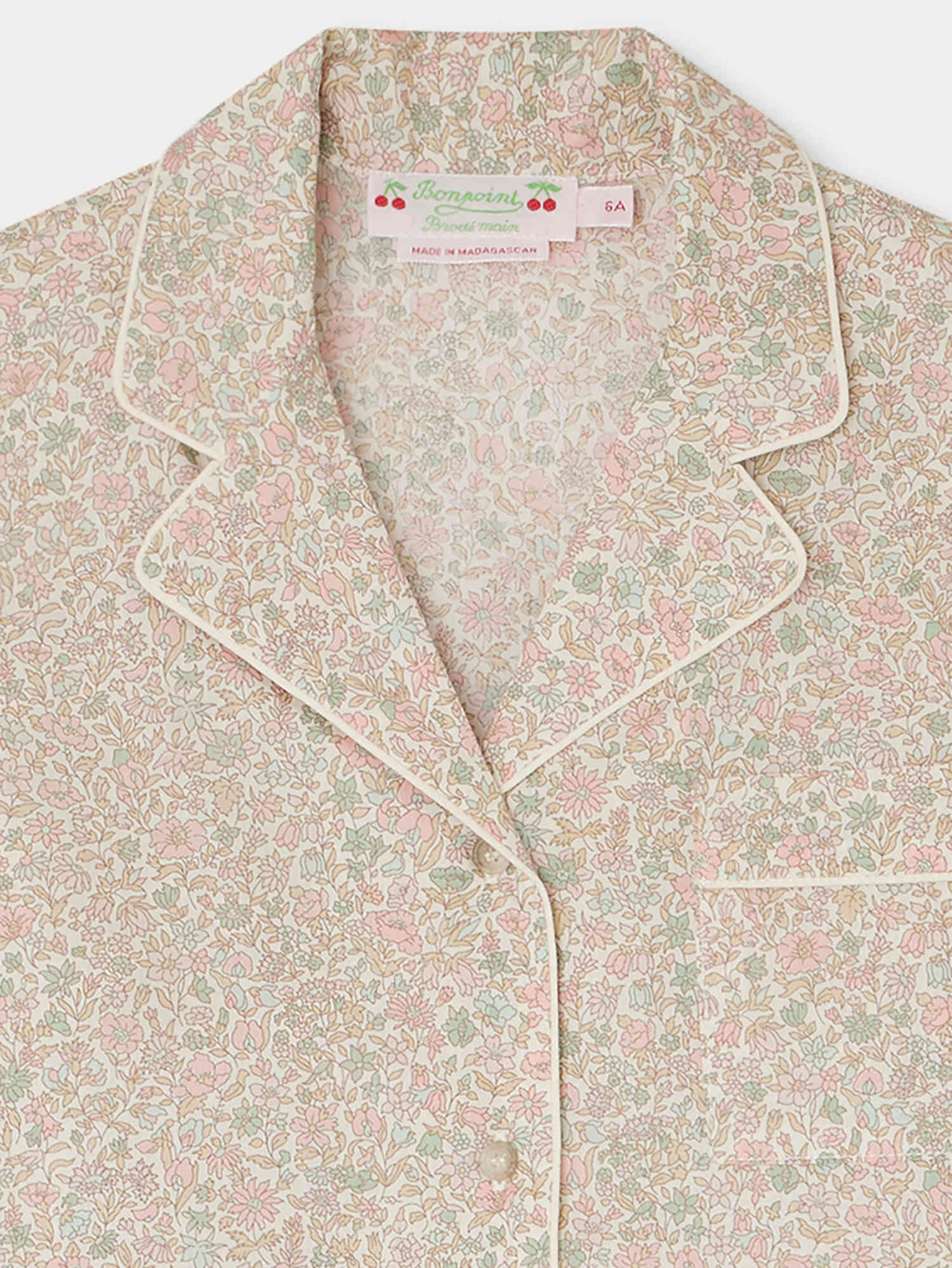 Girls Light Pink Floral Cotton Nightwear Set