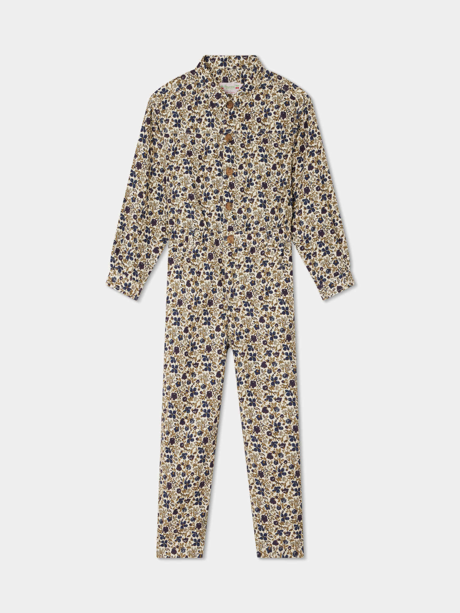 Girls Beige Floral Jumpsuit