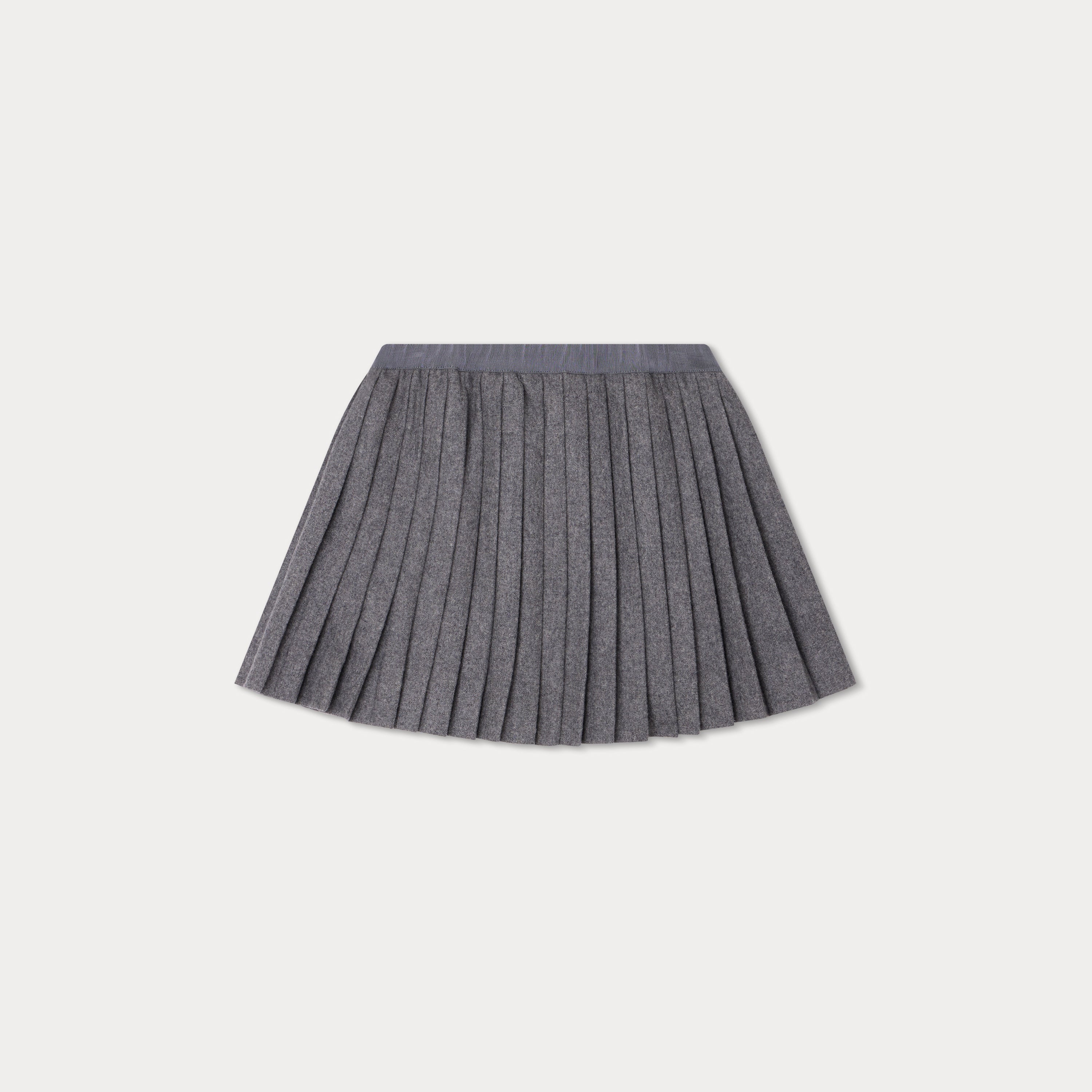Girls Grey Pleated Wool Skirt