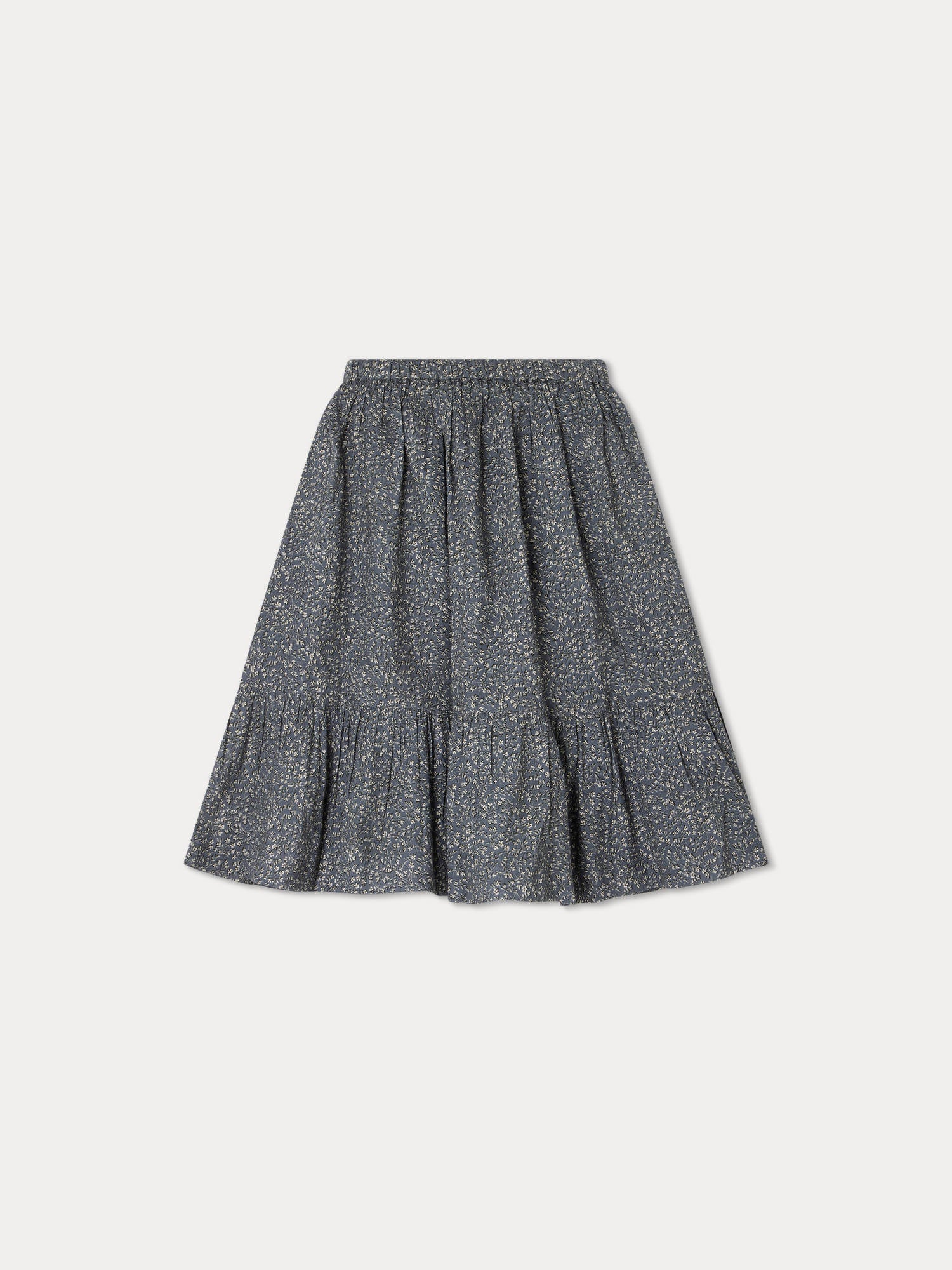 Girls Dark Grey Floral Cotton Skirt