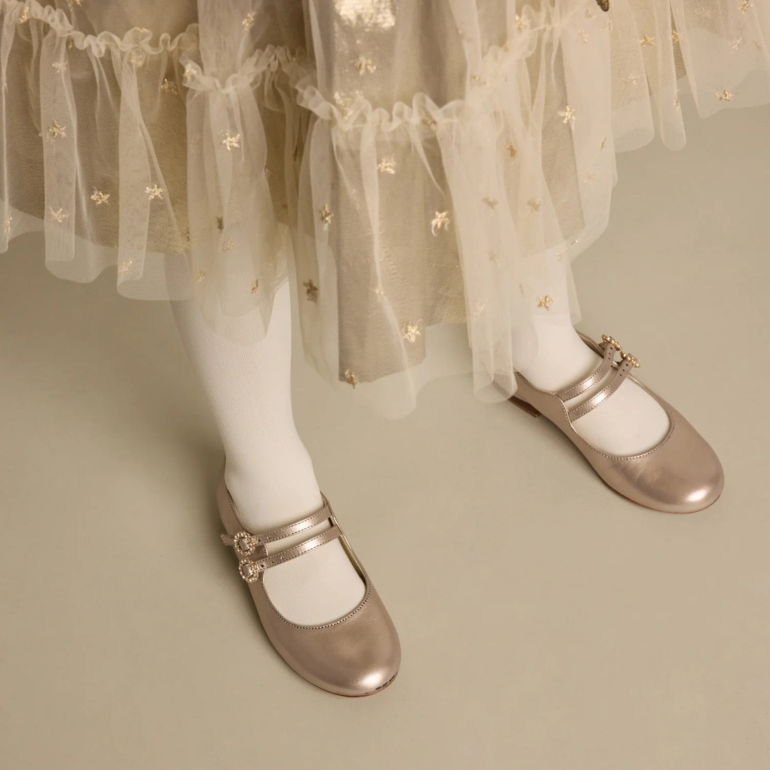 Girls Champagne Flat Shoes