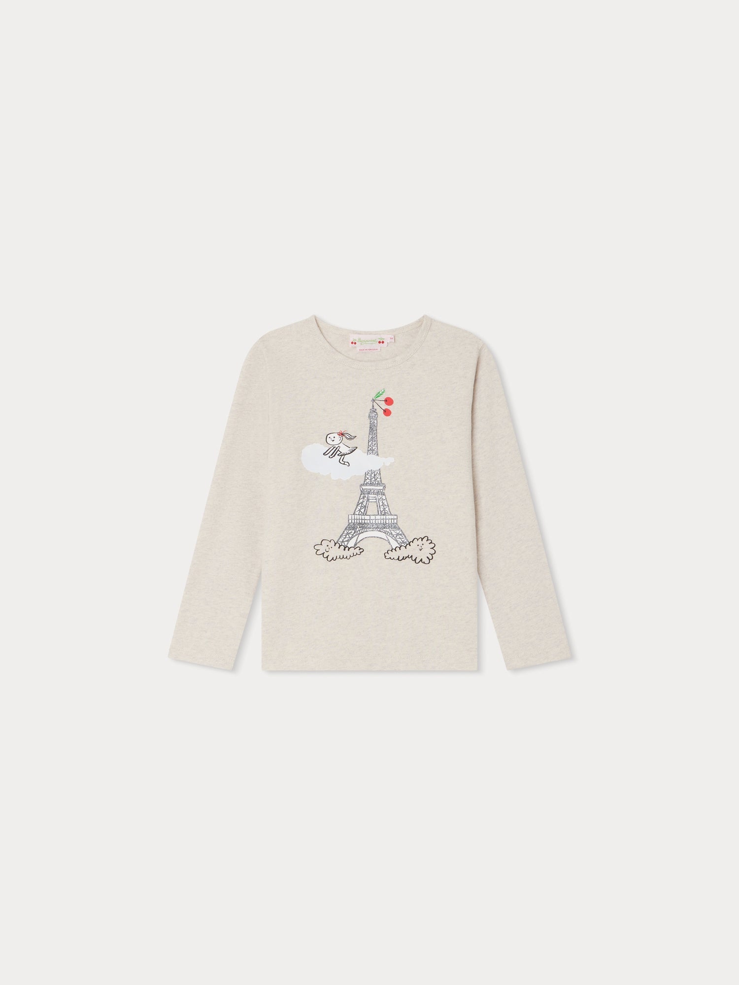Girls Grey Printed Cotton T-Shirt