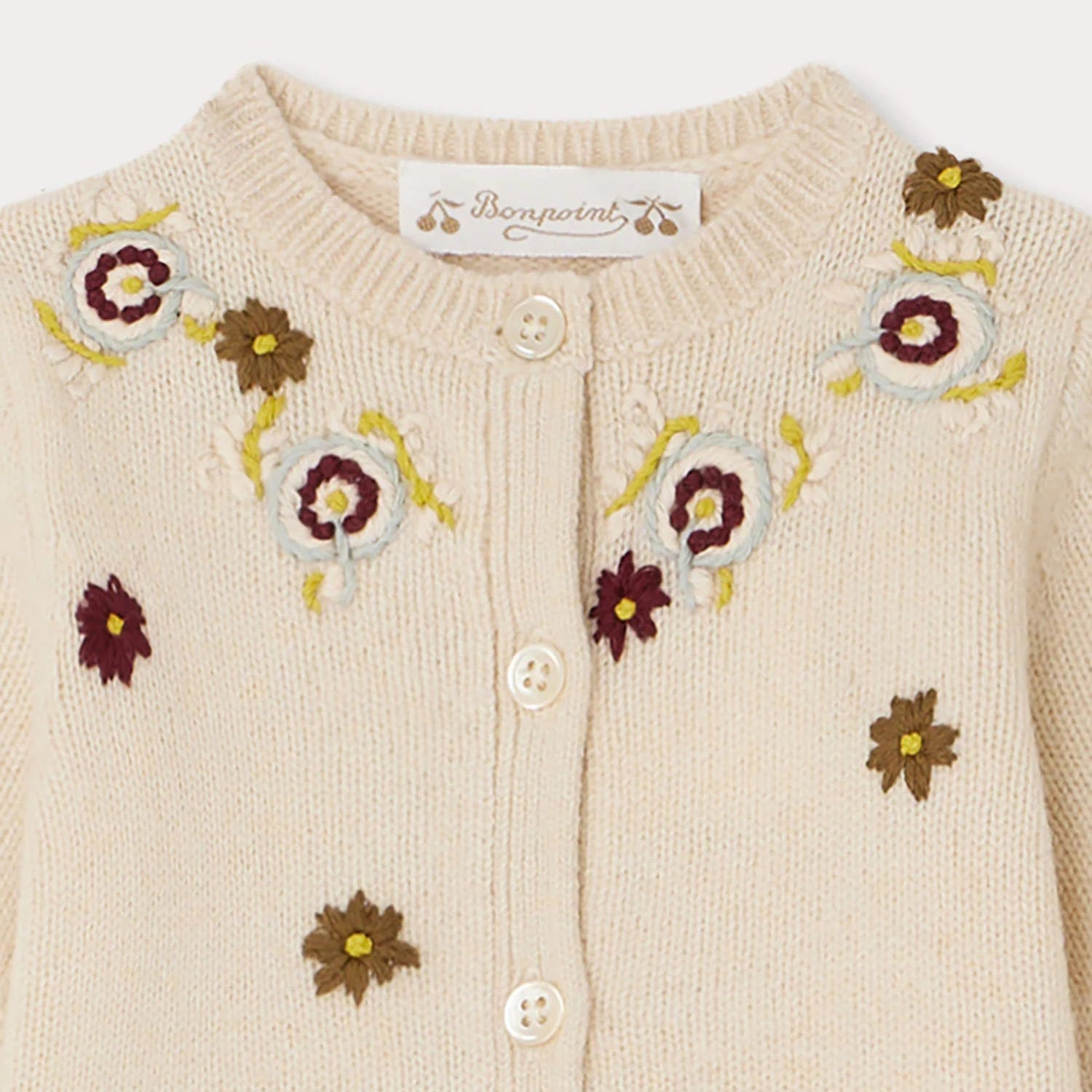 Baby Girls Ivory Embroidered Wool Cardigan