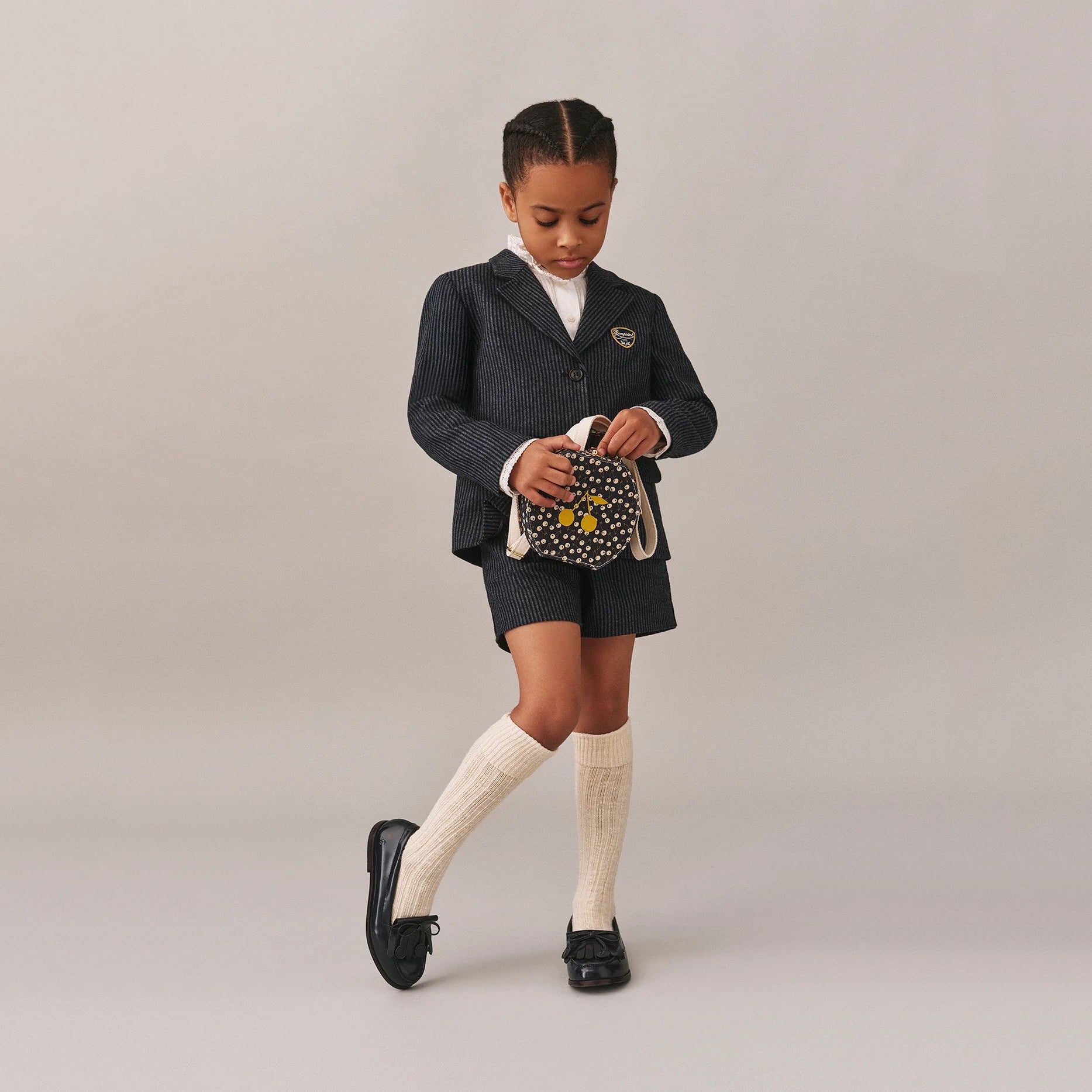 Girls Dark Blue Wool Coat