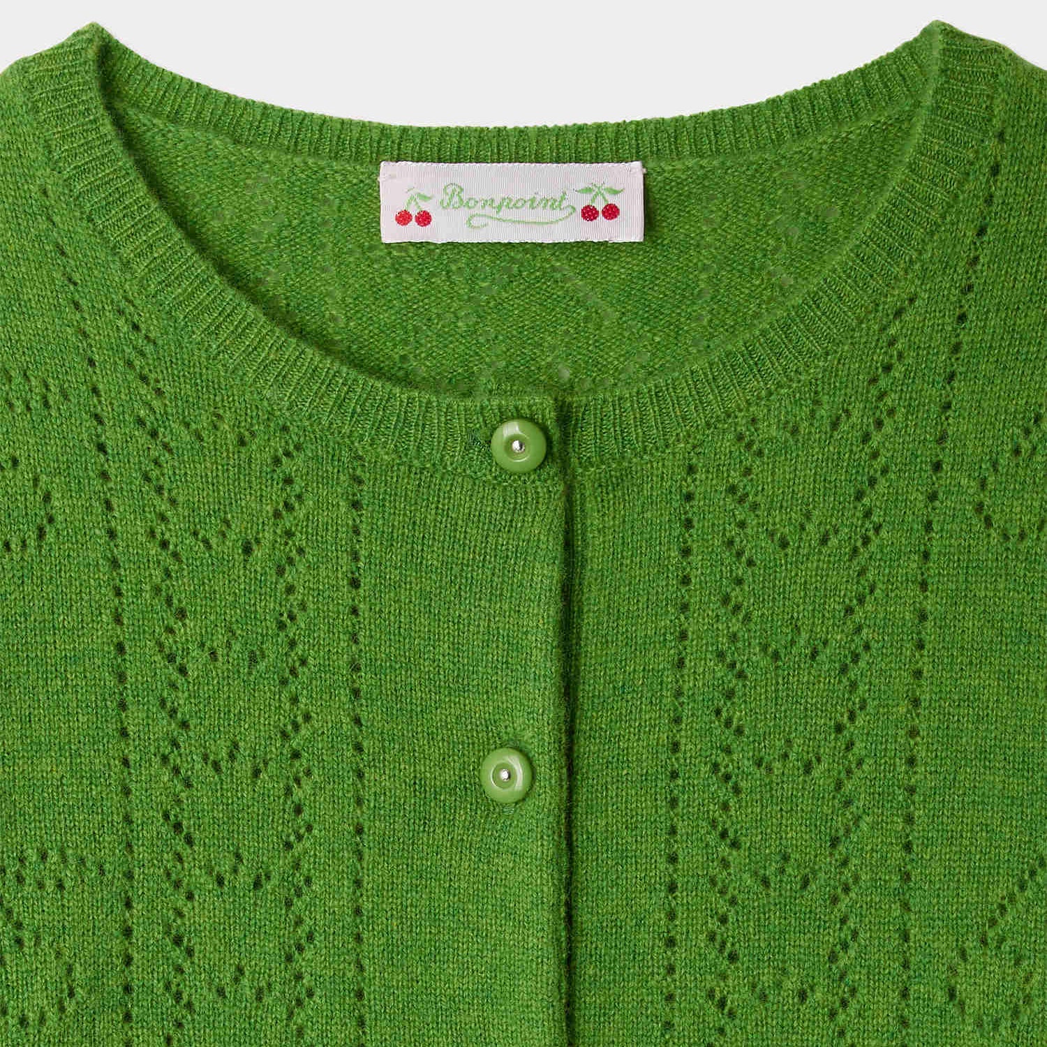 Girls Green Knit Cashmere Cardigan