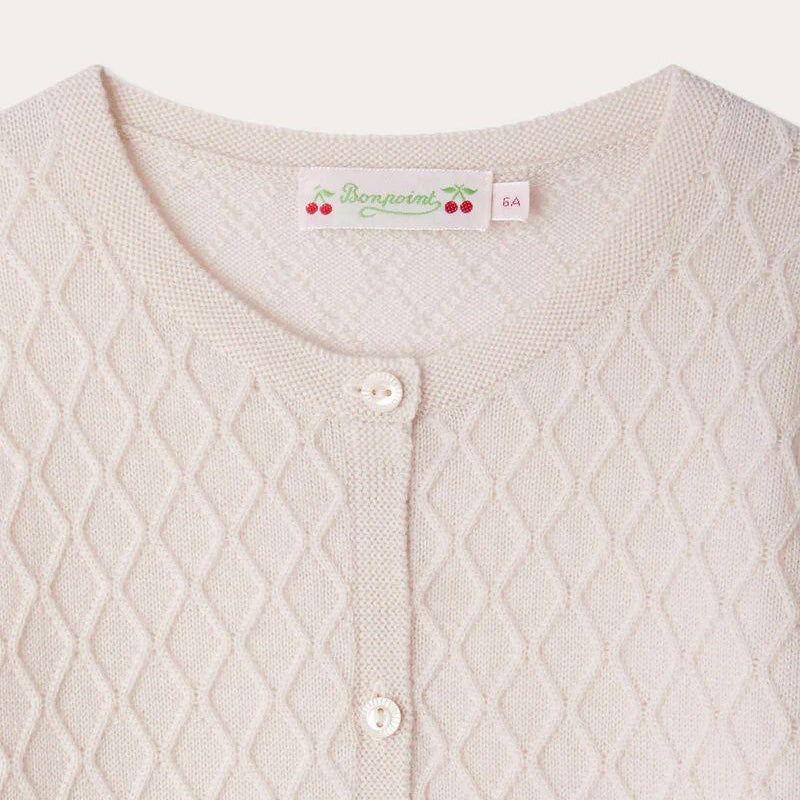 Girls Light Pink Diamond Wool Cardigan