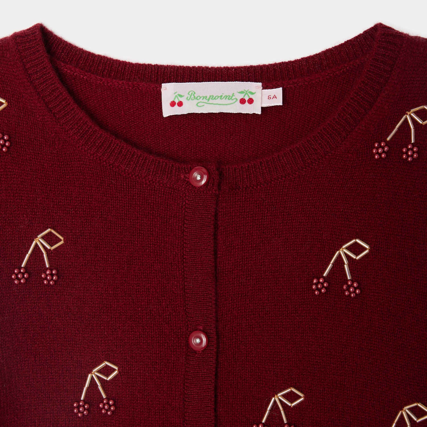 Girls Dark Red Bow Cashmere Cardigan