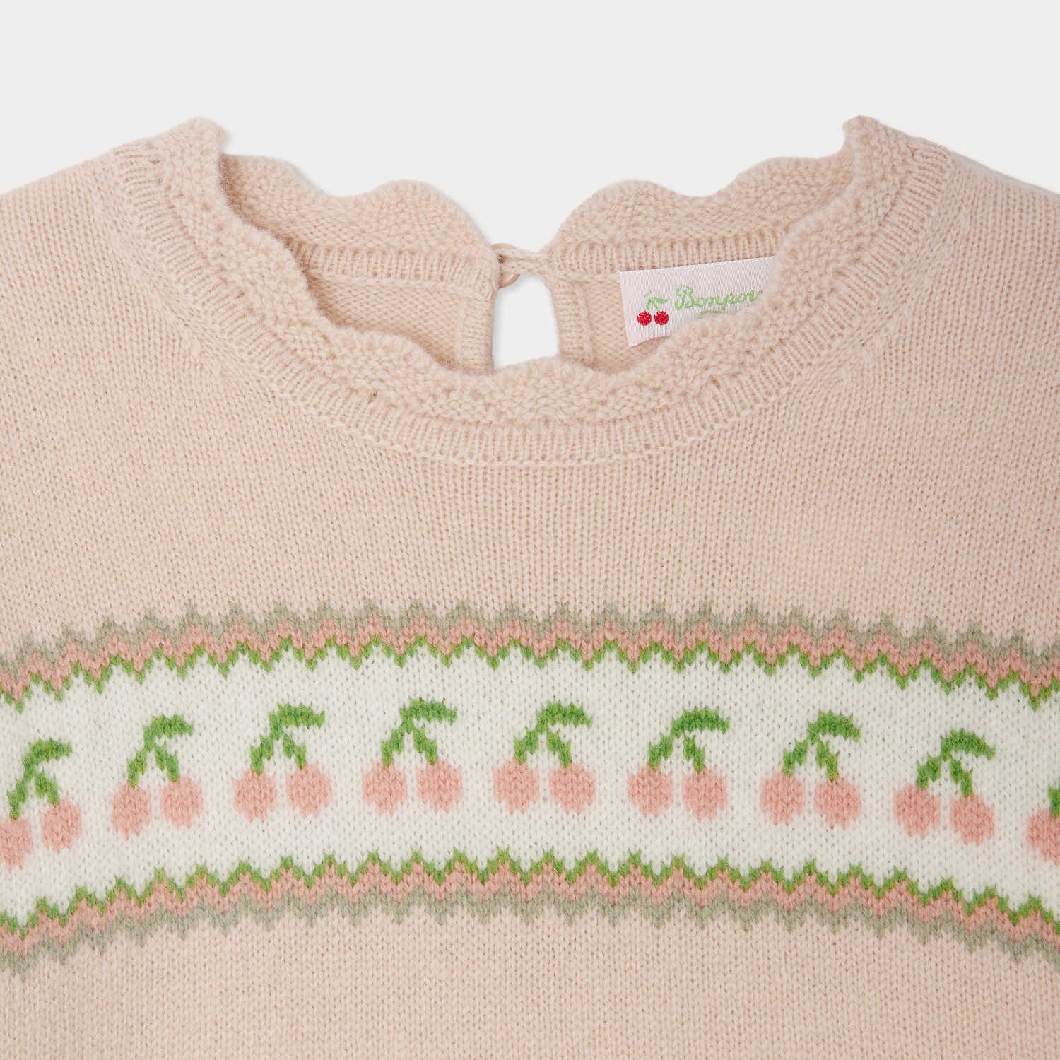 Girls Pink Jacquard Wool Sweater