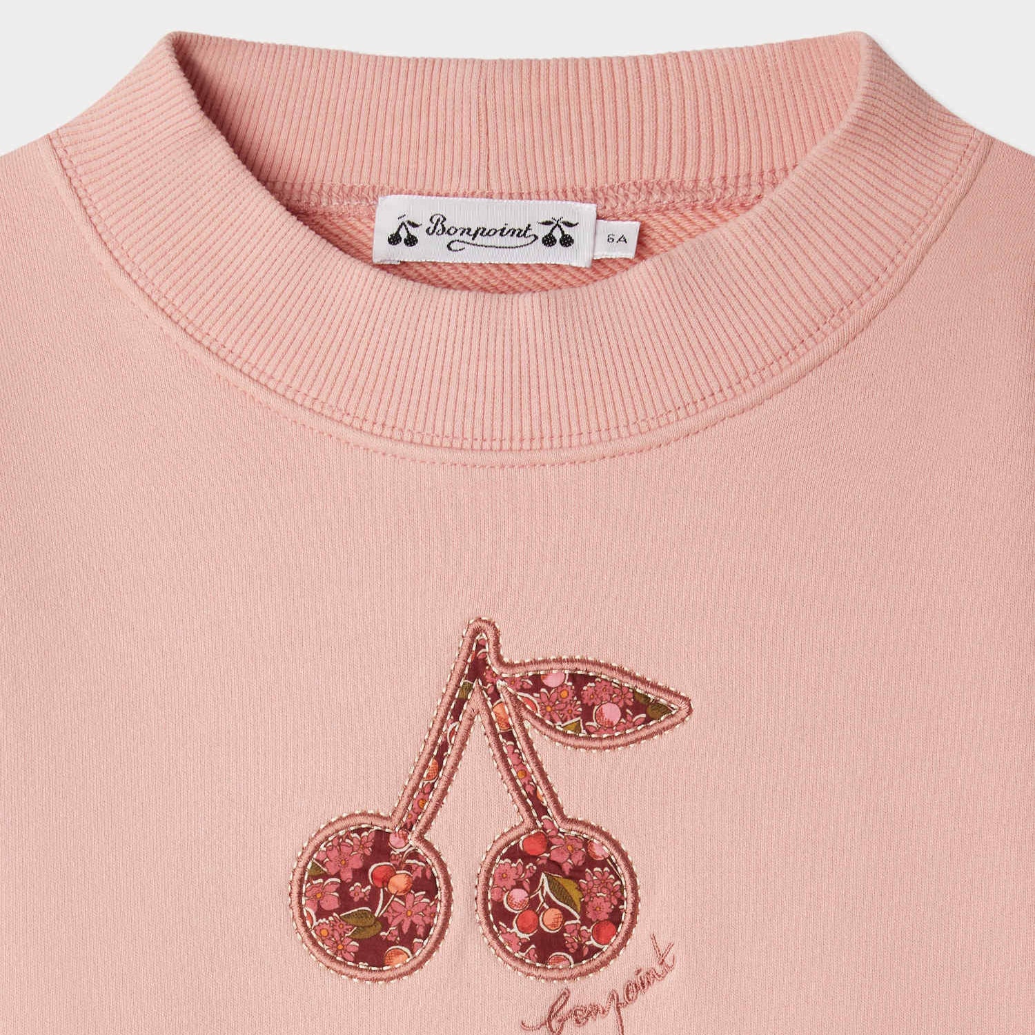 Girls Pink Embroidered Logo Cotton Sweatshirt