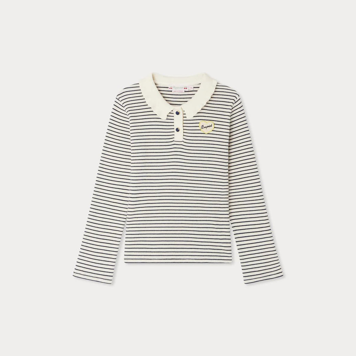 Girls Navy Stripes Cotton Polo Shirt