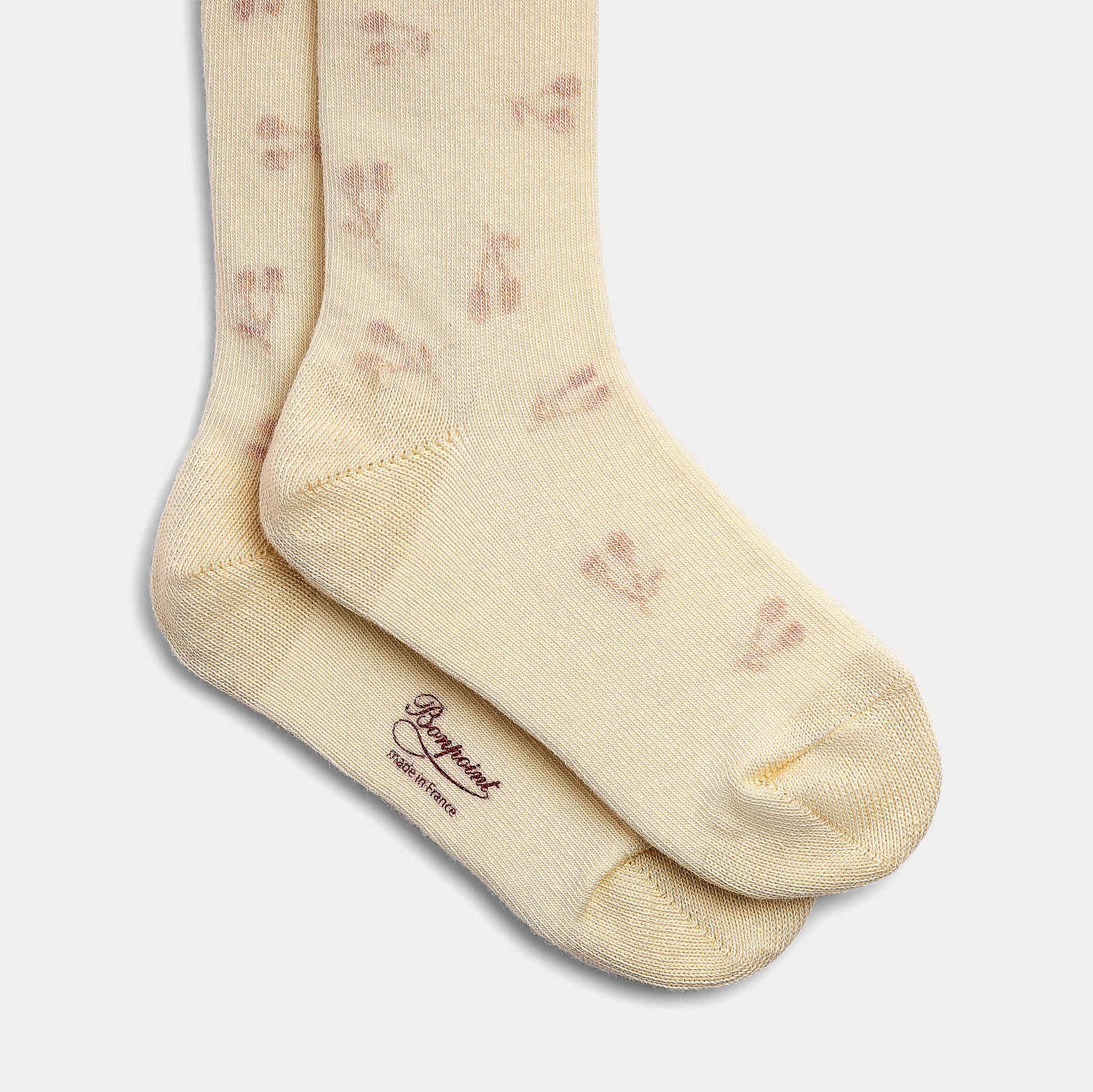Girls Ivory Cherry Jacquard Cotton Socks