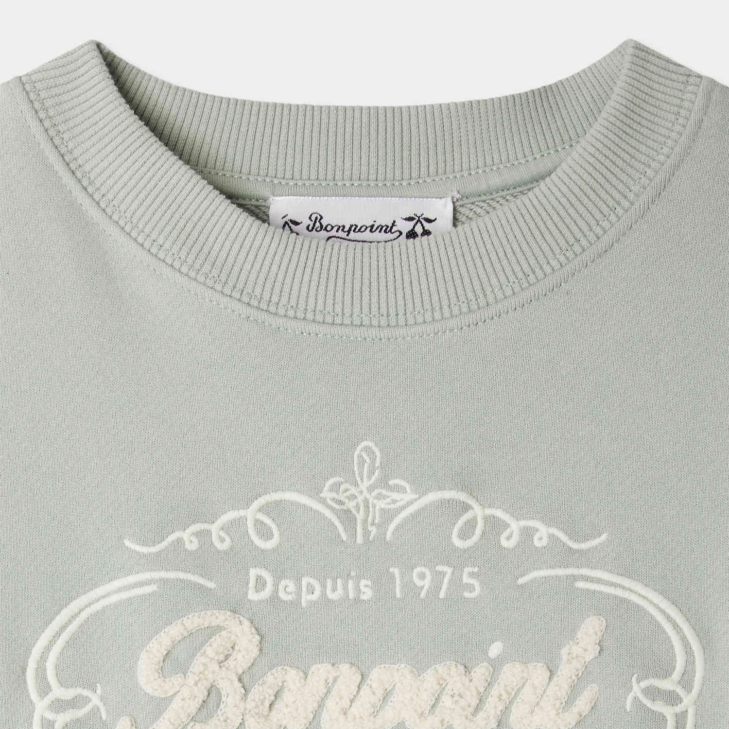 Boys & Girls Light Green Logo Cotton Sweatshirt