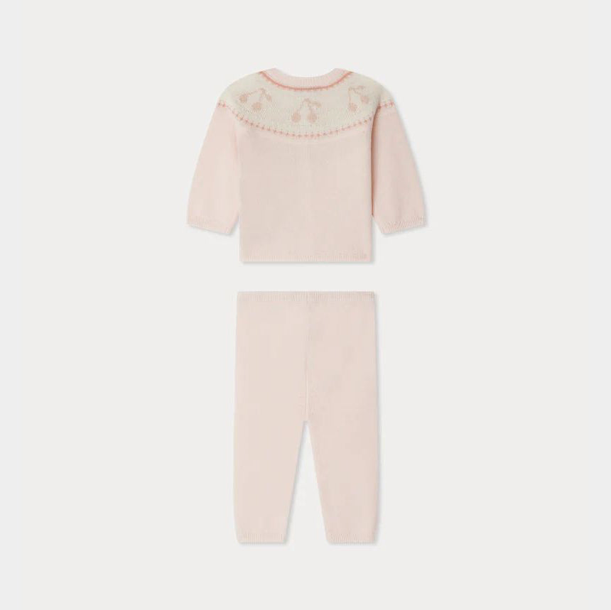 Baby Girls Light Pink Jacquard Wool Set
