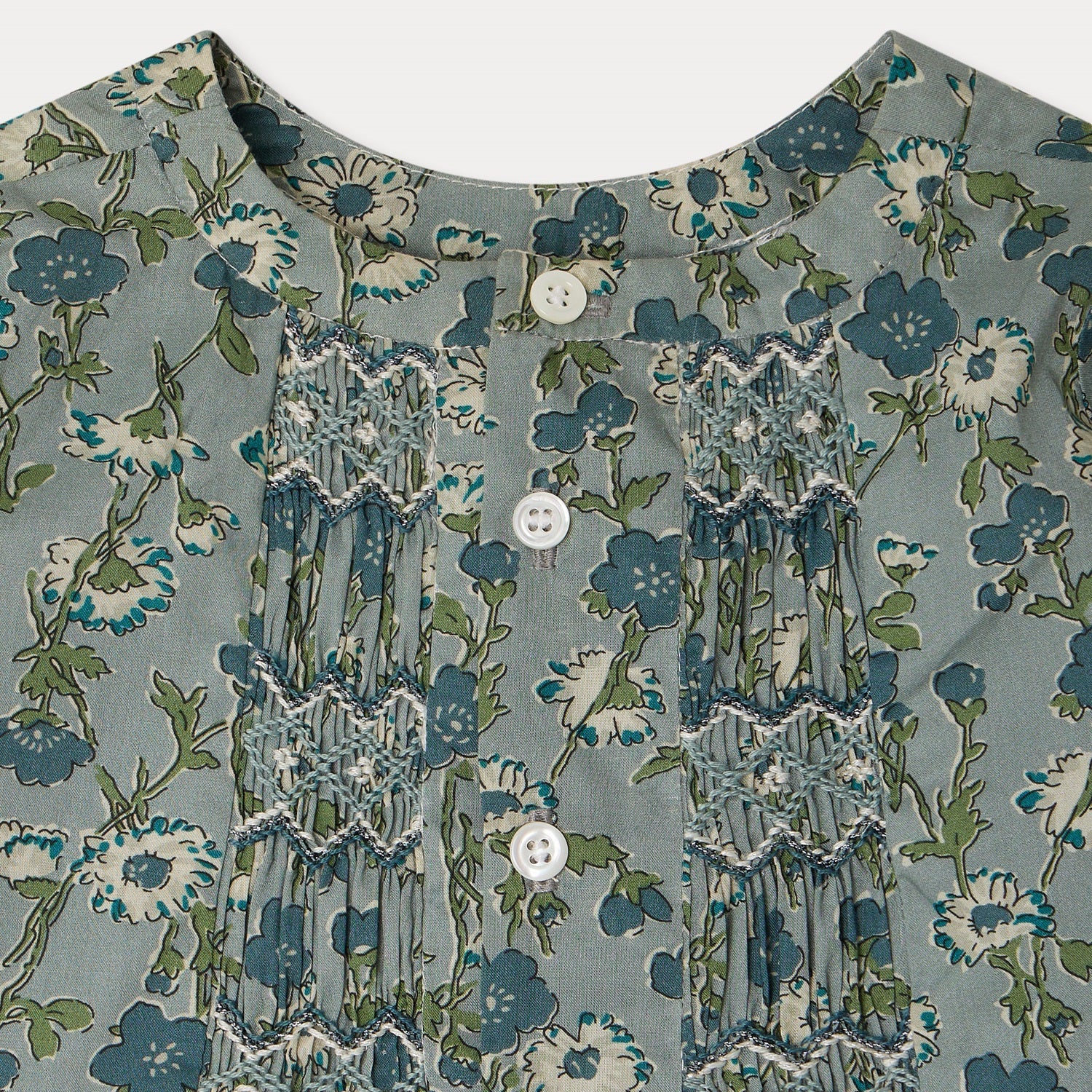 Baby Girls Green Flower Cotton Shirt
