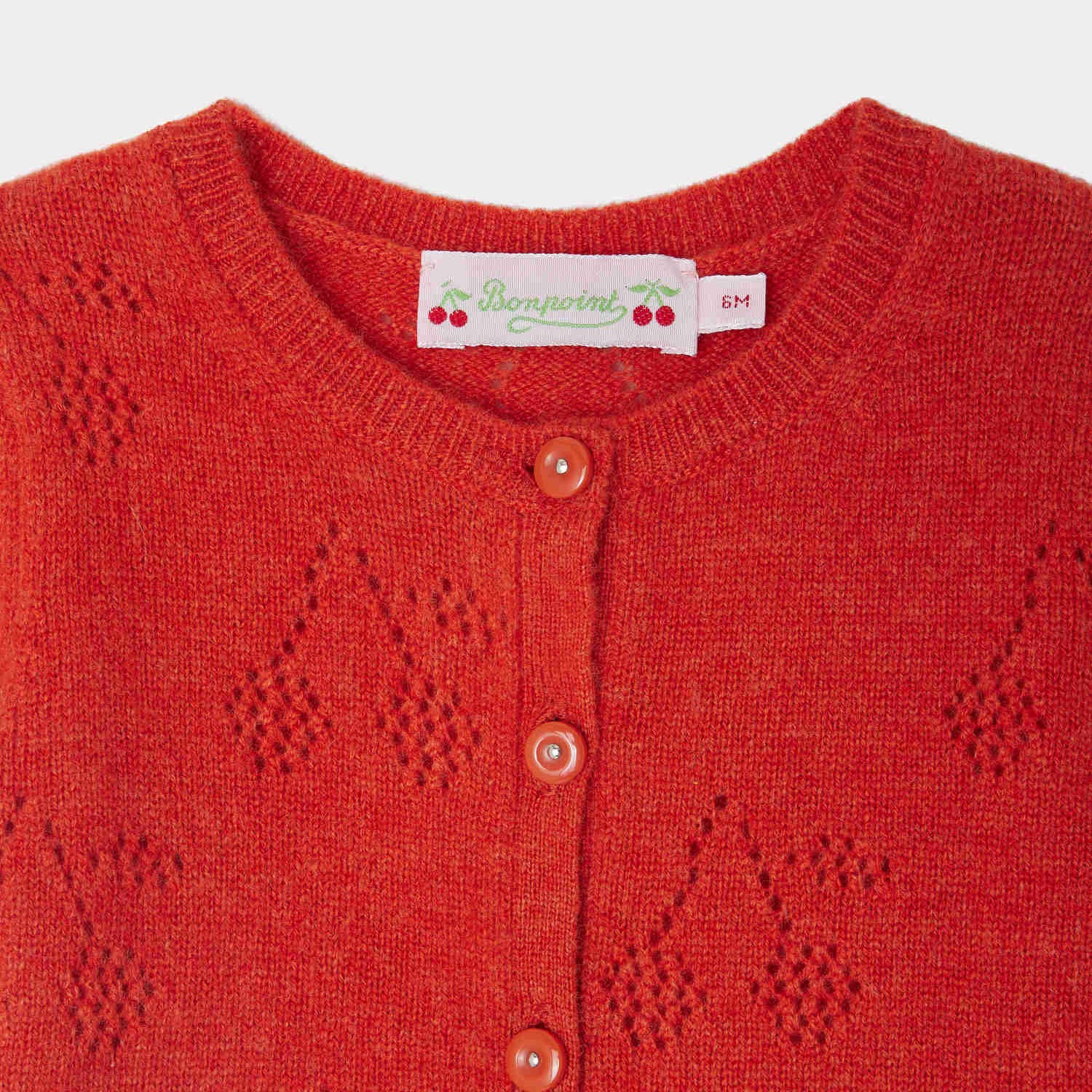 Baby Girls Red Cashmere Knit Cardigan