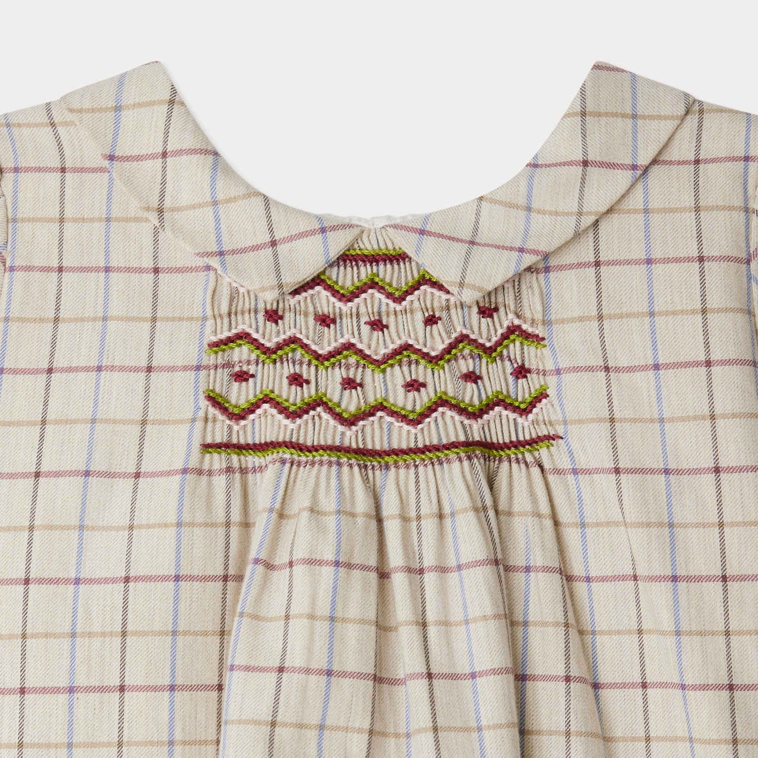 Baby Girls Ivory Check Cotton Dress