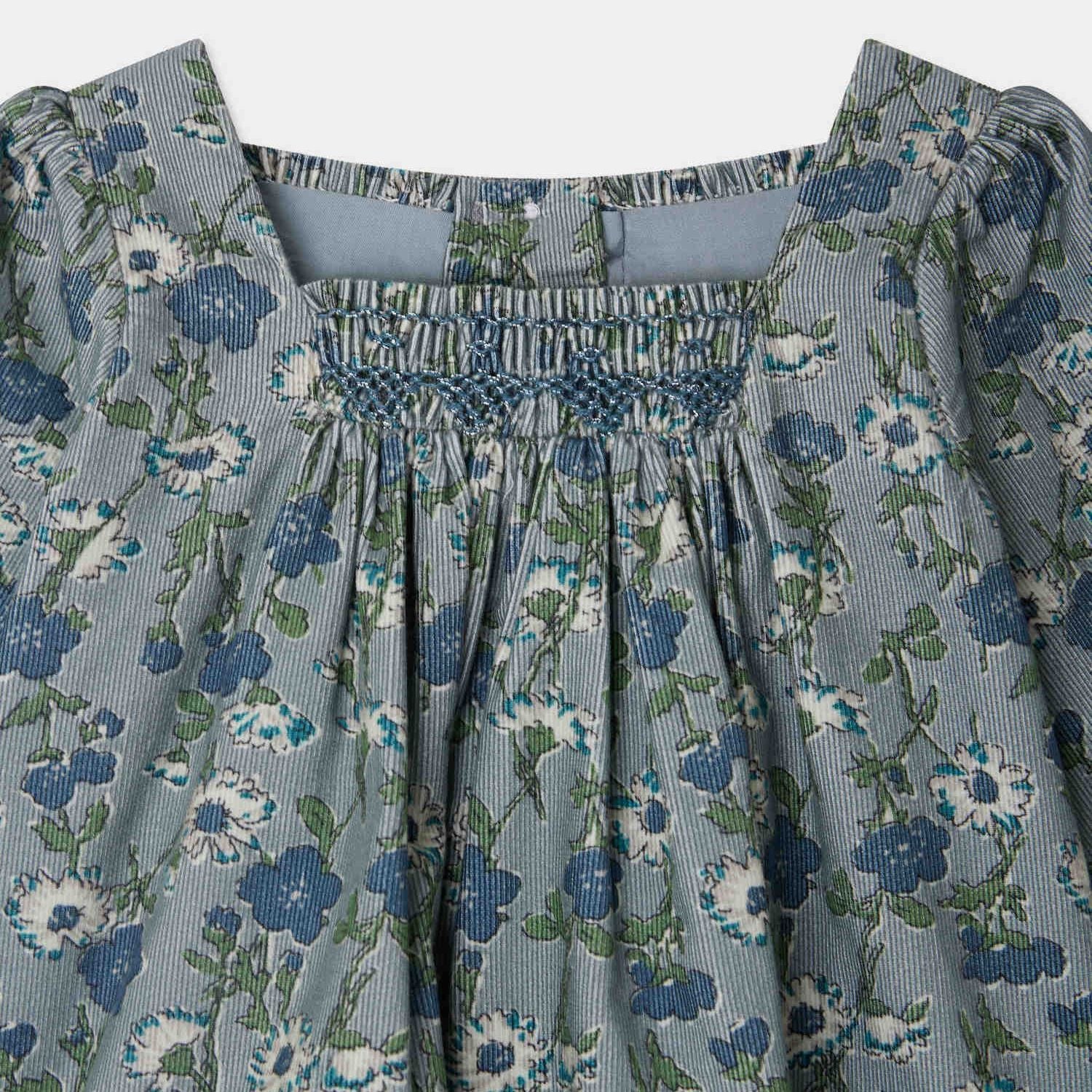 Baby Girls Green Flower Corduroy Dress