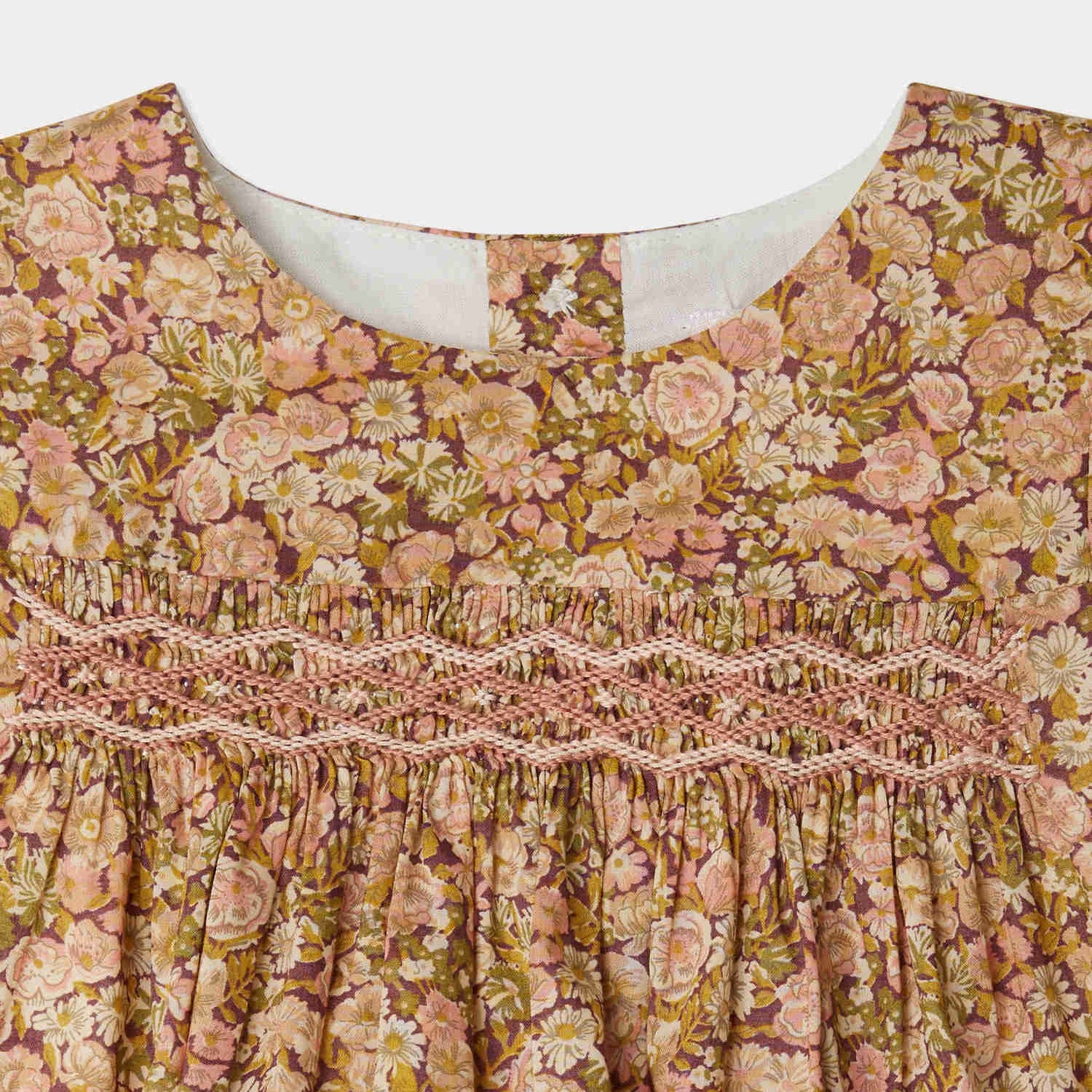 Baby Girls Dark Yellow Floral Cotton Dress