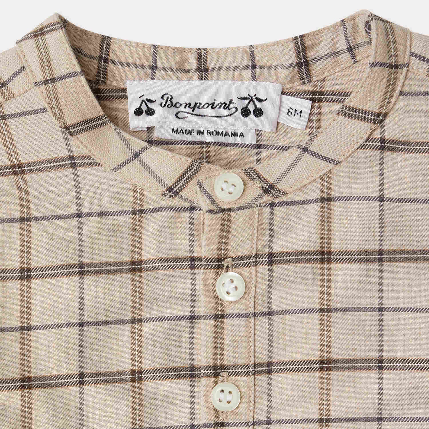 Baby Boys Beige Check Cotton Shirt