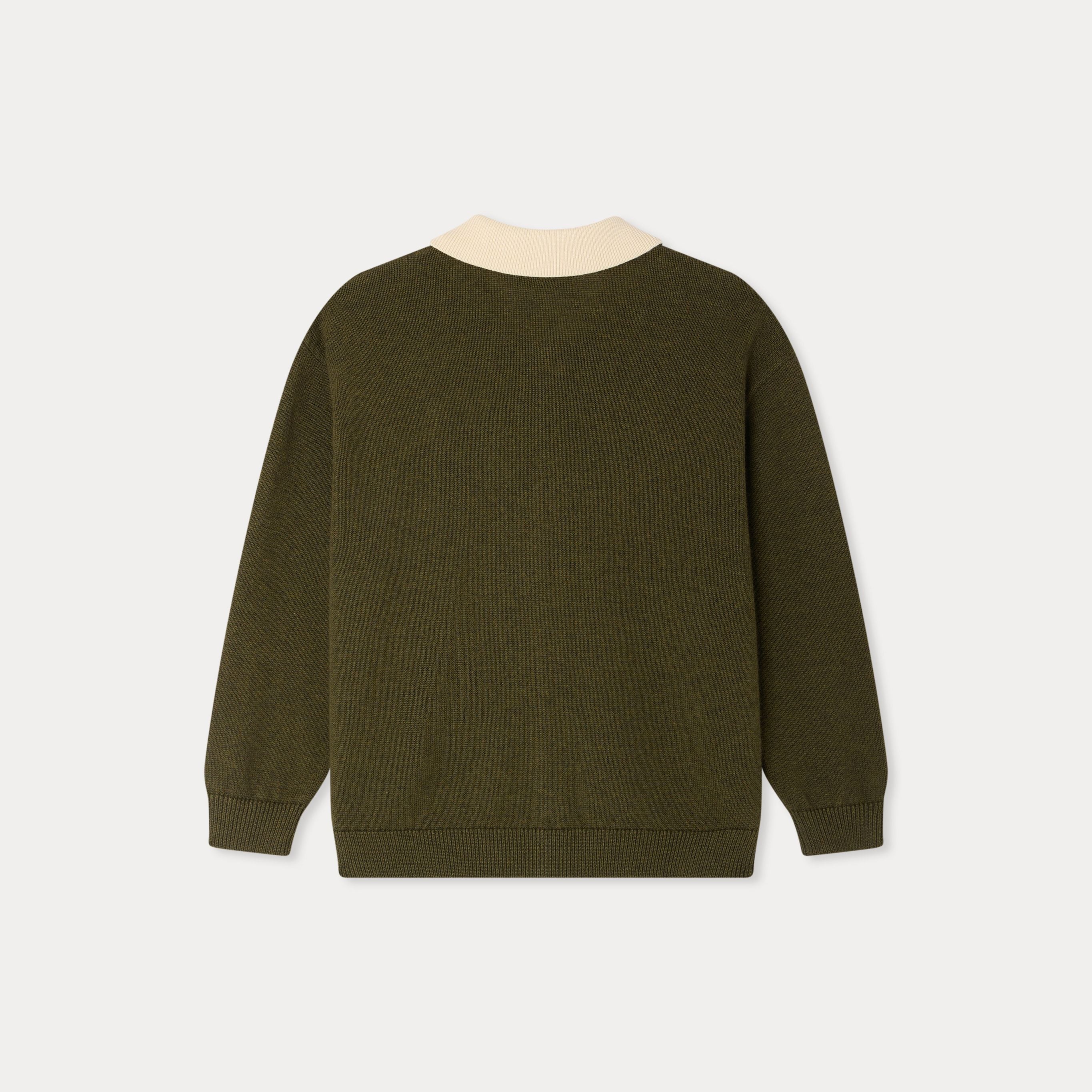 Boys Khaki Cotton Knit Cardigan