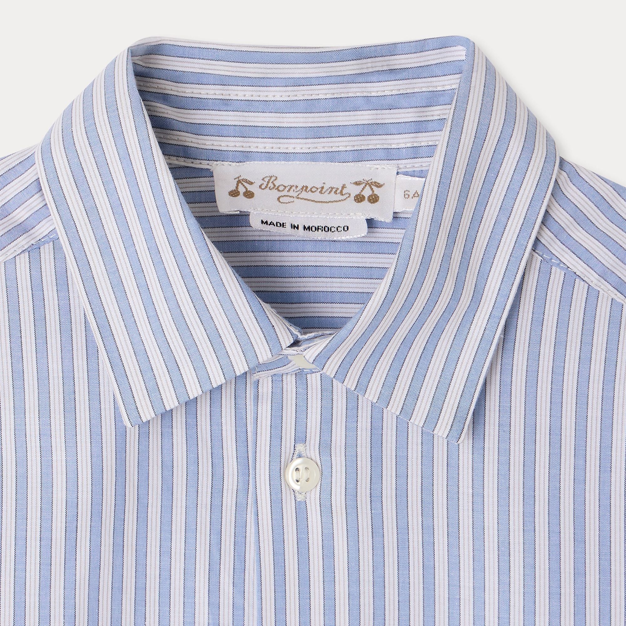 Boys Blue Stripes Cotton Shirt