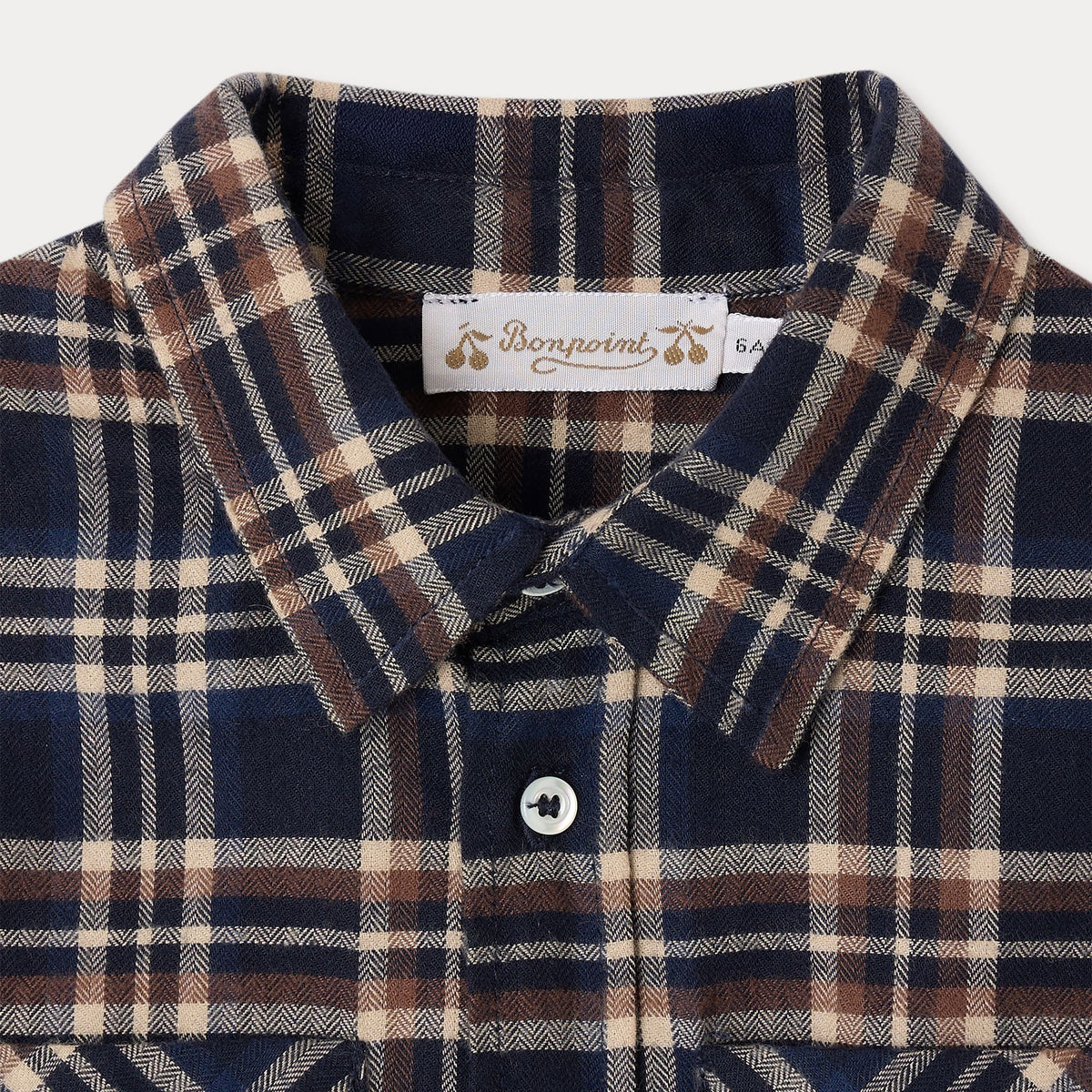 Boys Navy Check Cotton Shirt