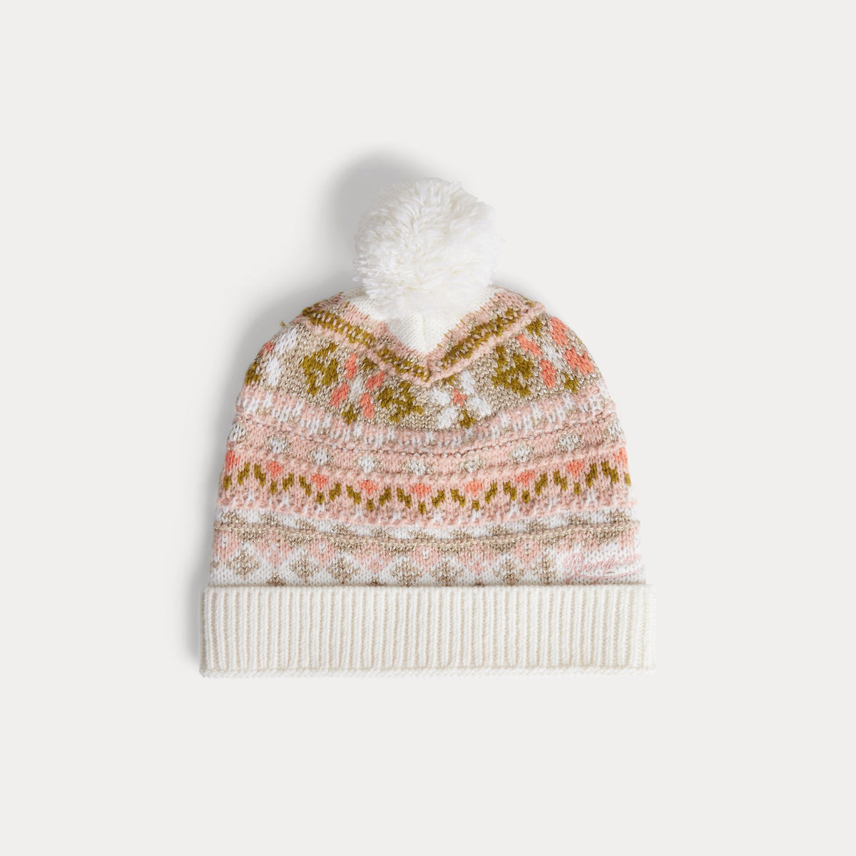 Bonnet en laine jacquard blanc pour filles