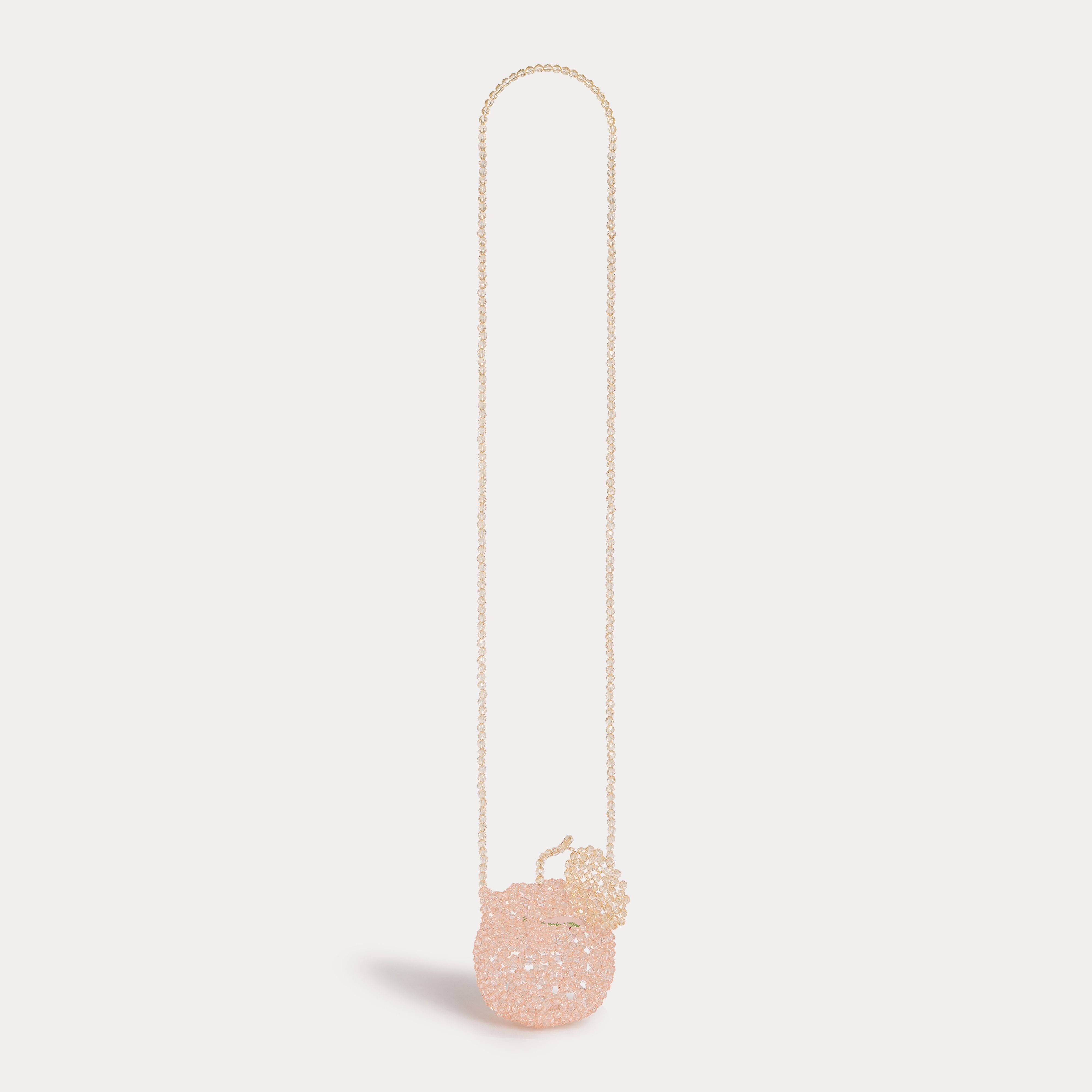 Girls Pale Pink Beaded Cherry Shoulder Bag(10 x 10 cm)