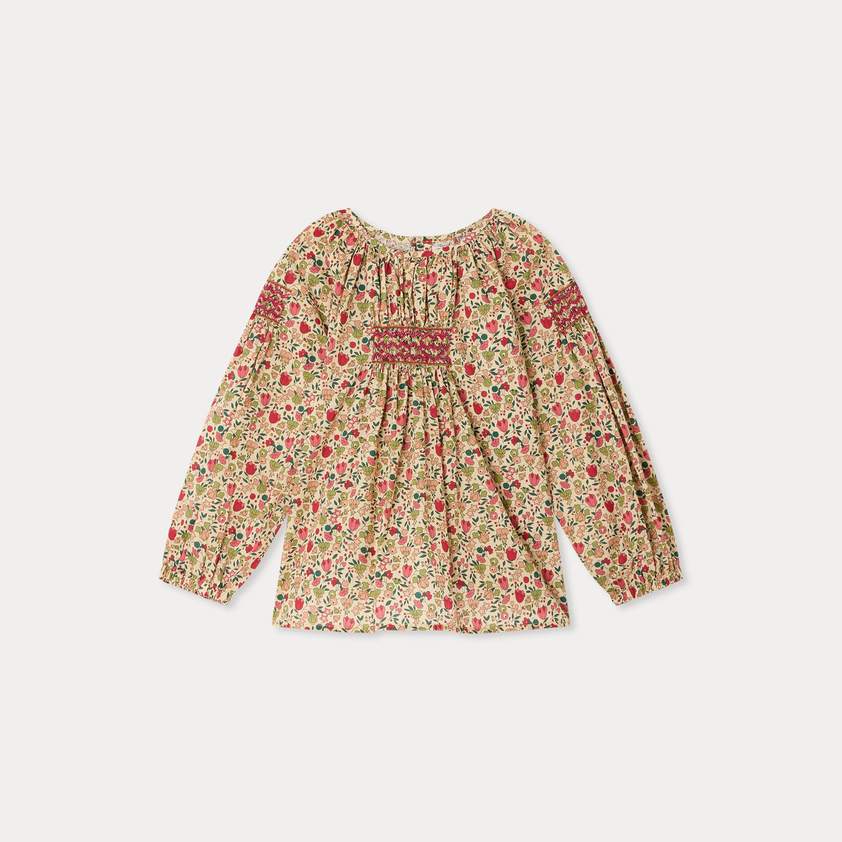 Girls Pink Floral Cotton Blouse
