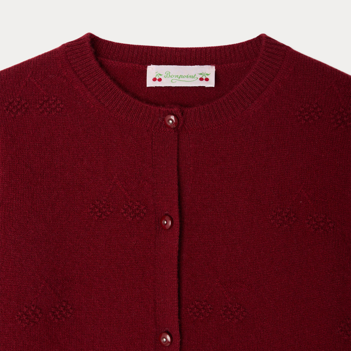 Girls Wine Red Cashmere Cardigan