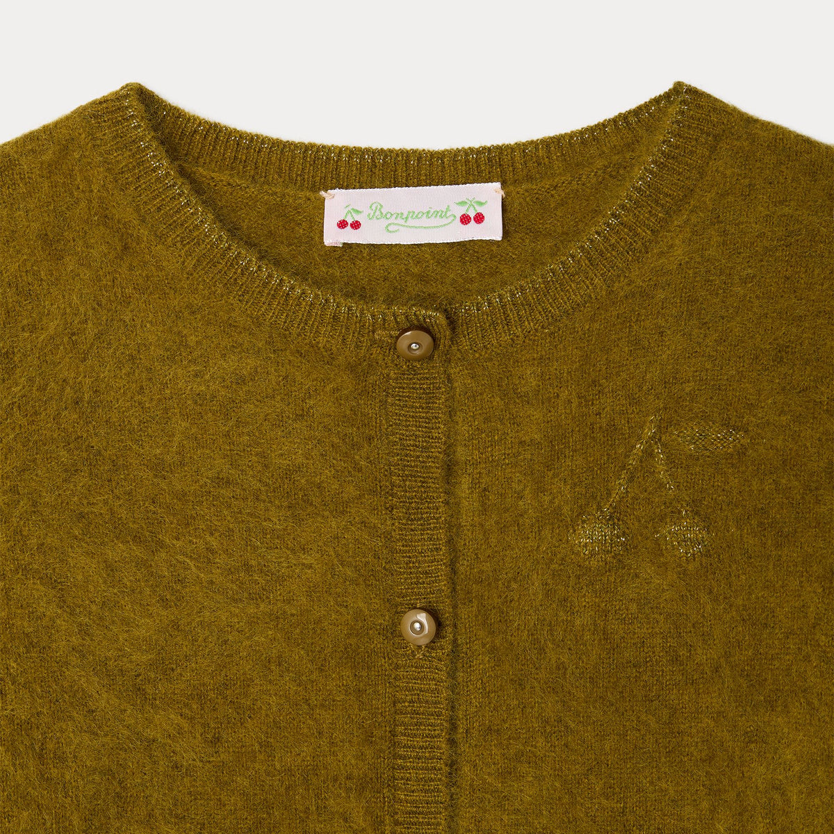 Girls Olive Wool Cardigan