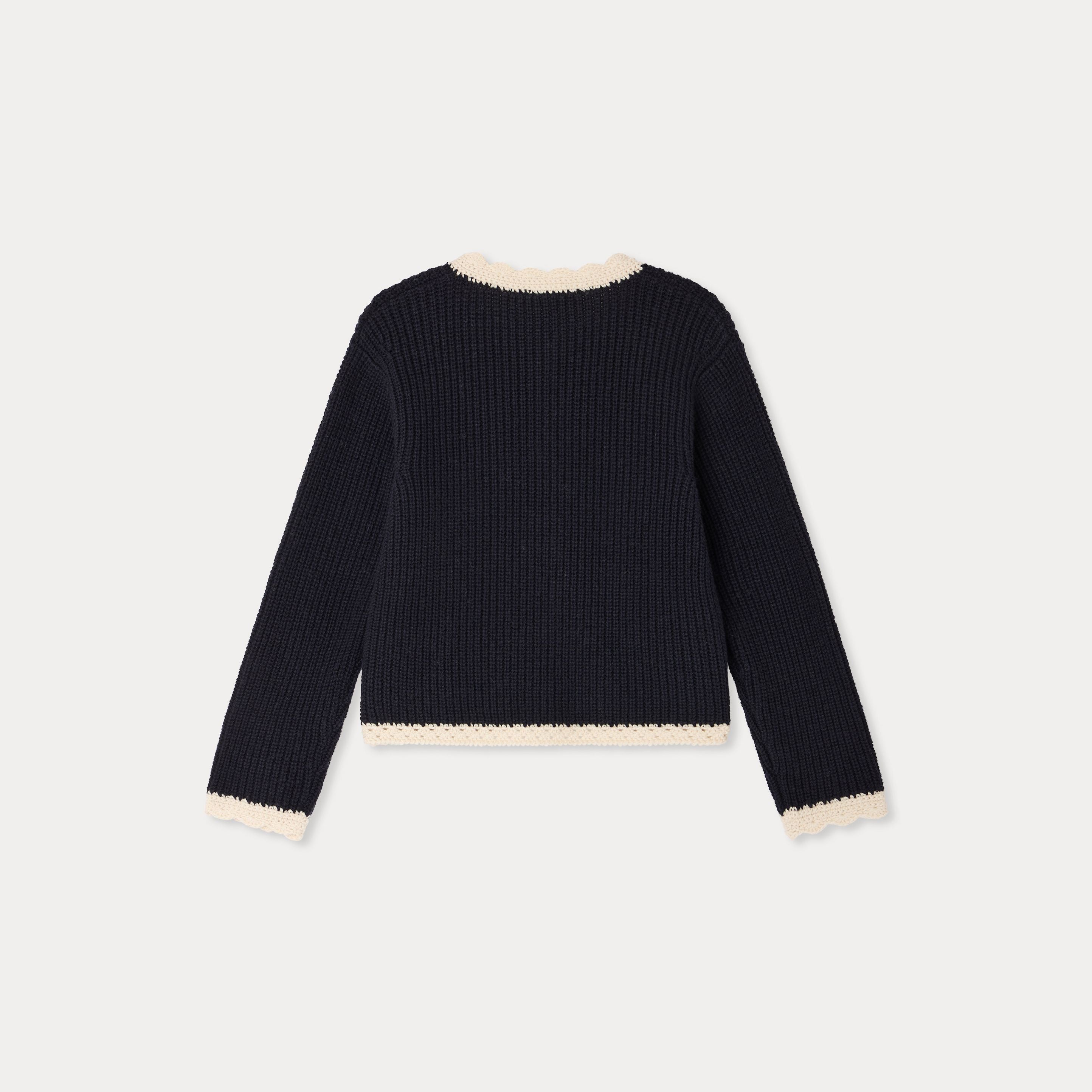 Women Navy Wool Cardigan