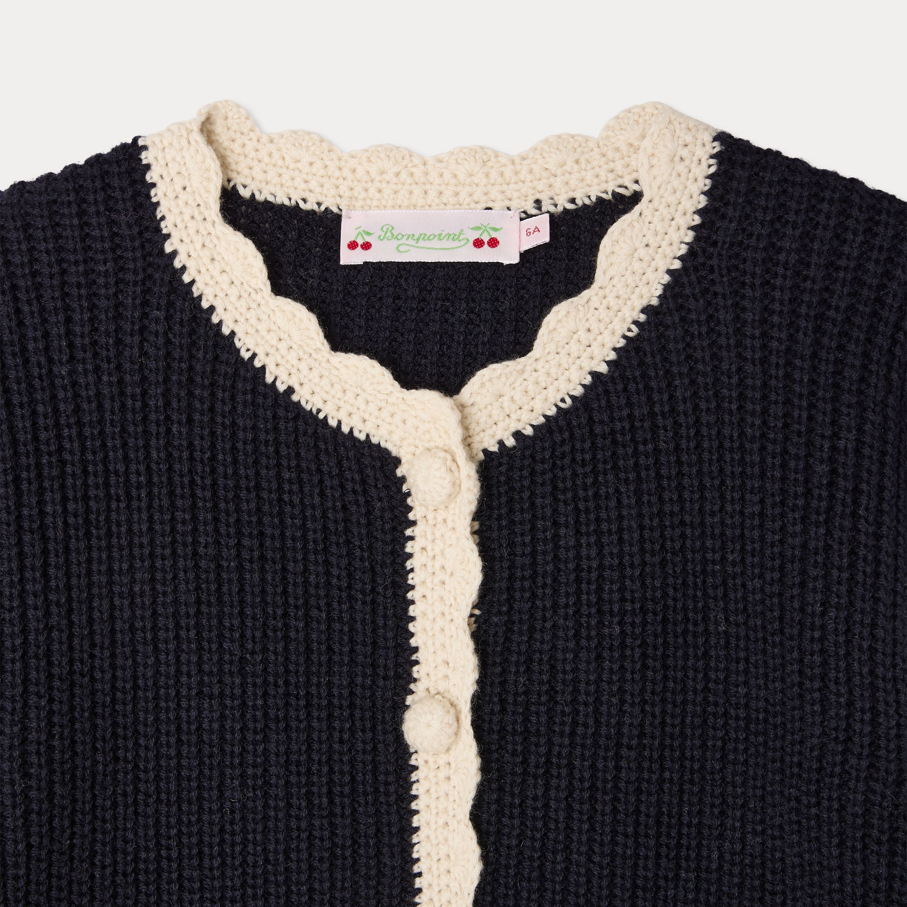 Girls Navy Wool Cardigan