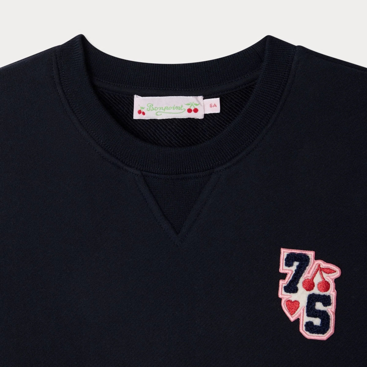 Girls Navy Embroidered Patch Cotton Dress
