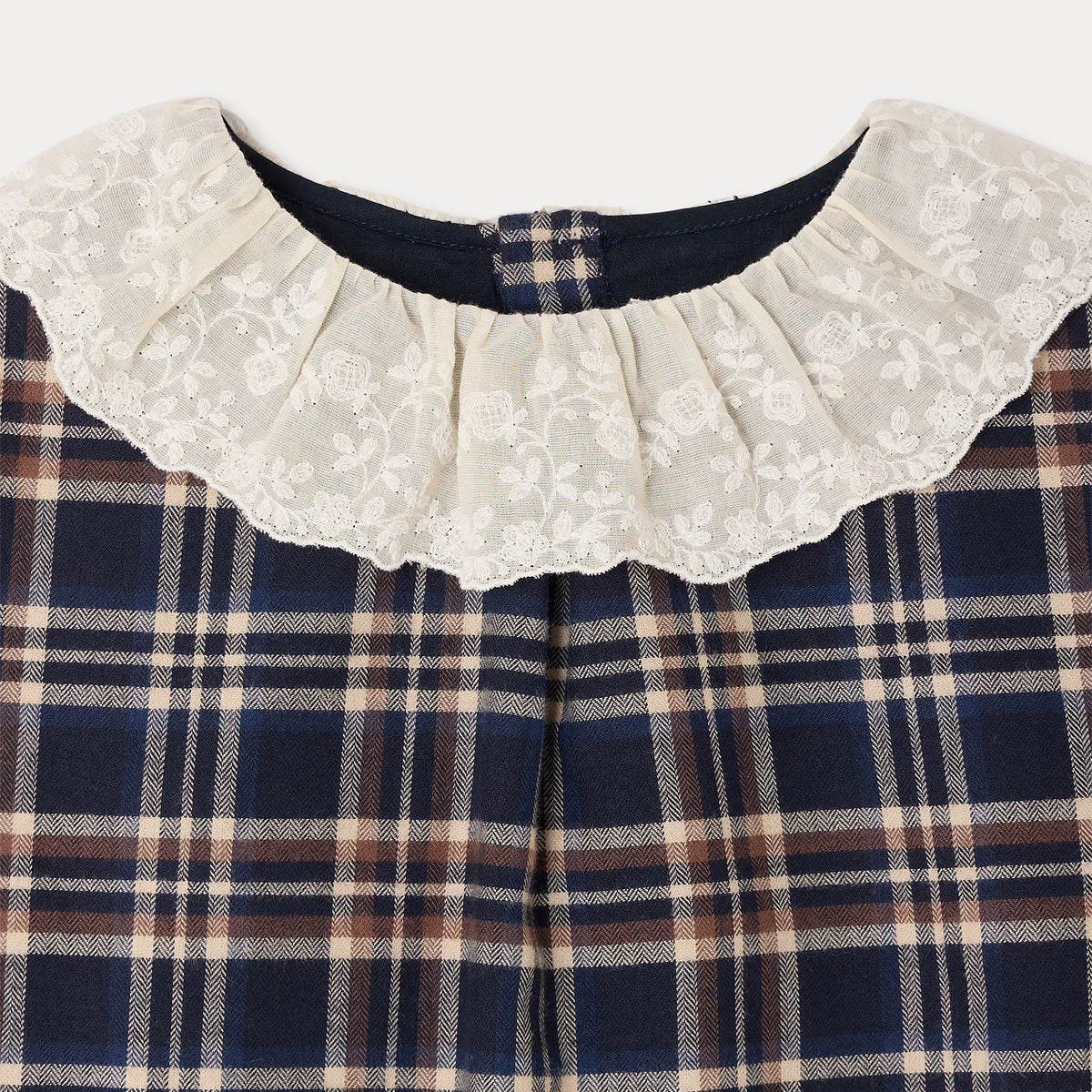 Girls Navy Check Cotton Dress