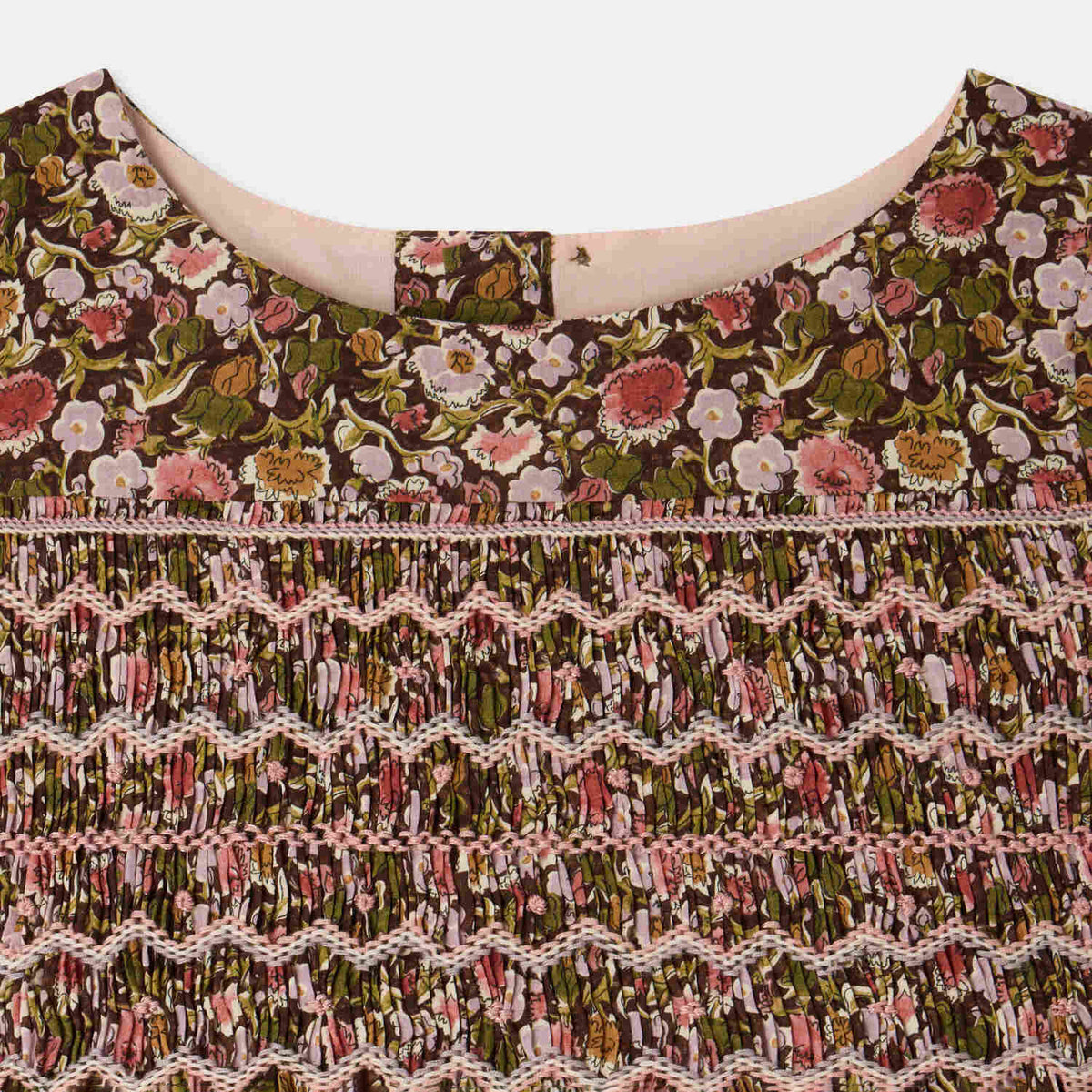 Girls Green Floral Cotton Dress