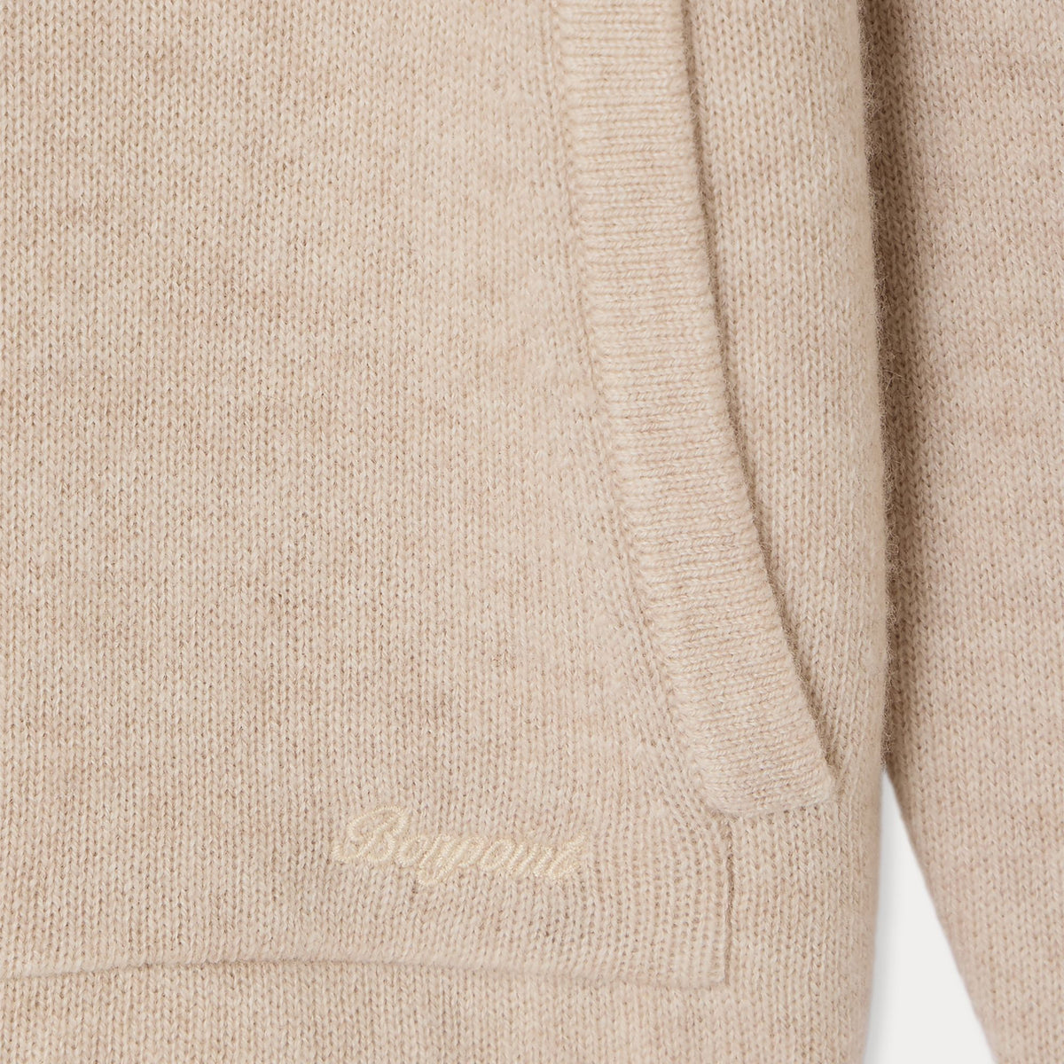Girls Beige Hooded Wool Sweater