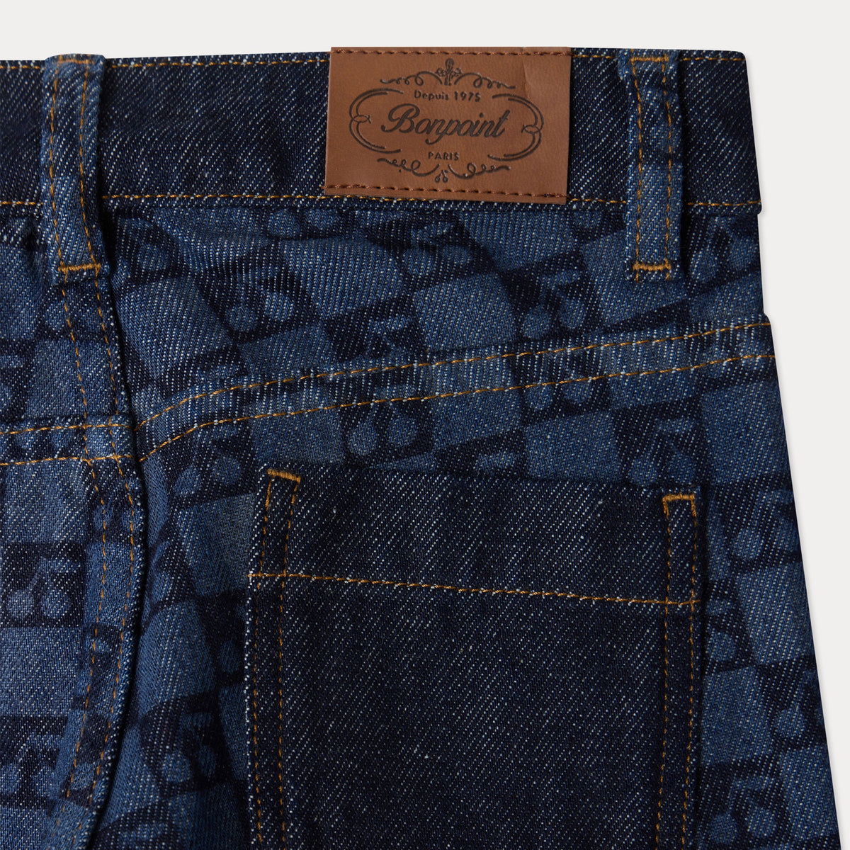 Women Dark Blue Check Denim Trousers