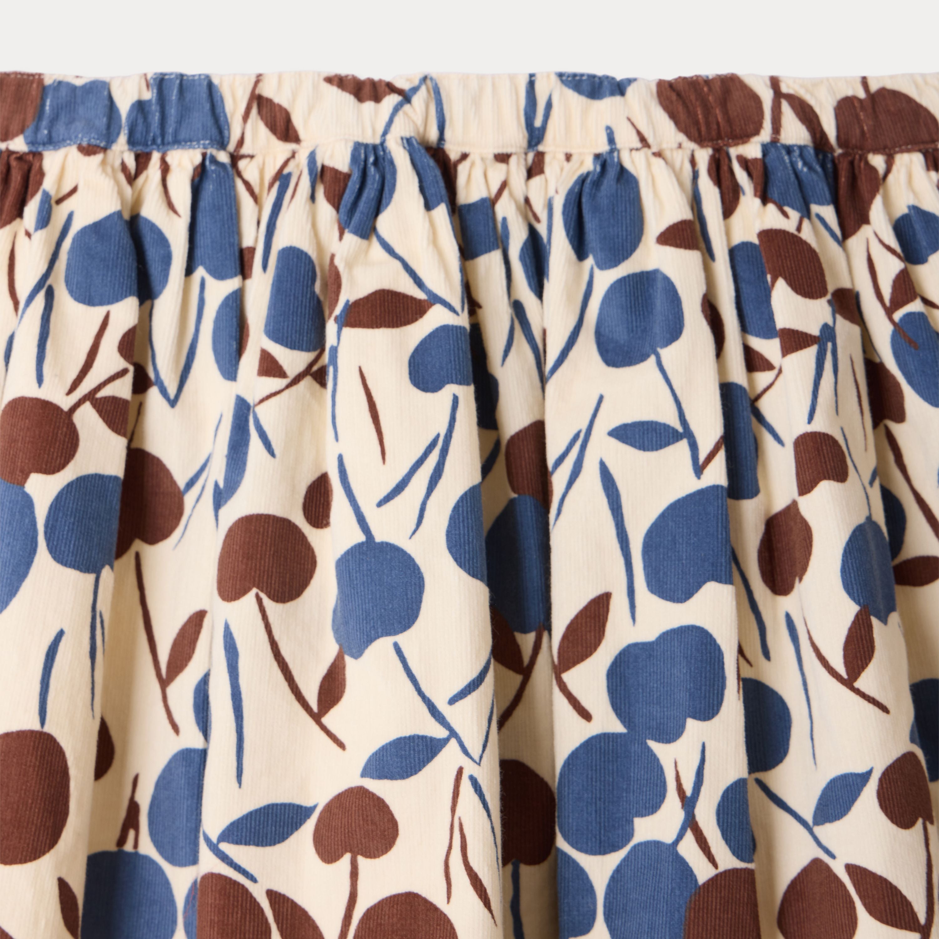 Girls Beige Cherry Corduroy Skirt