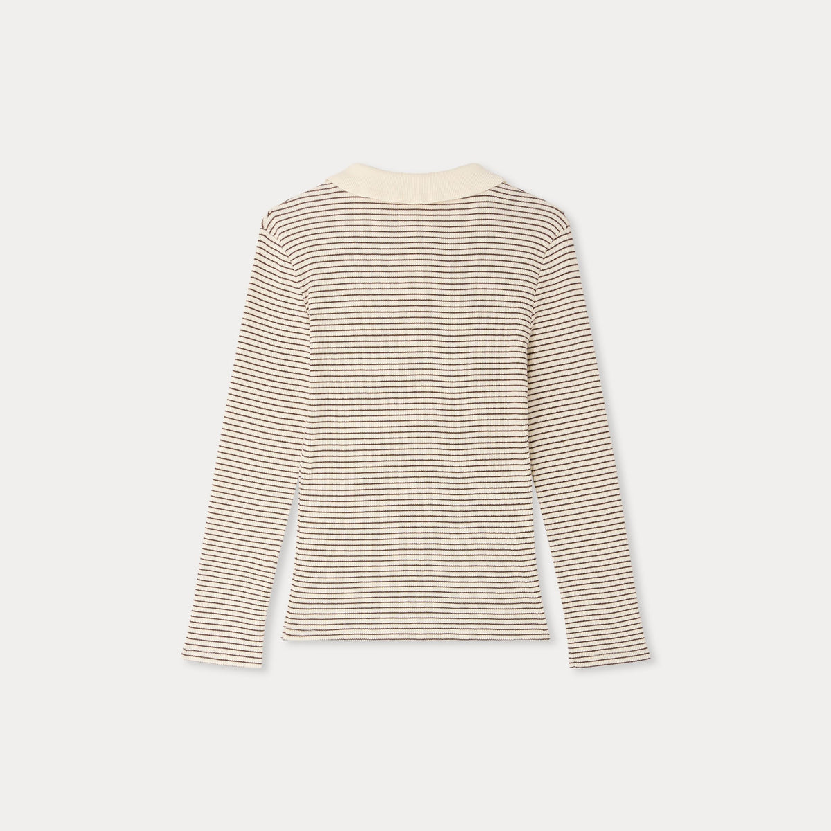 Polo en coton rayé beige pour fille