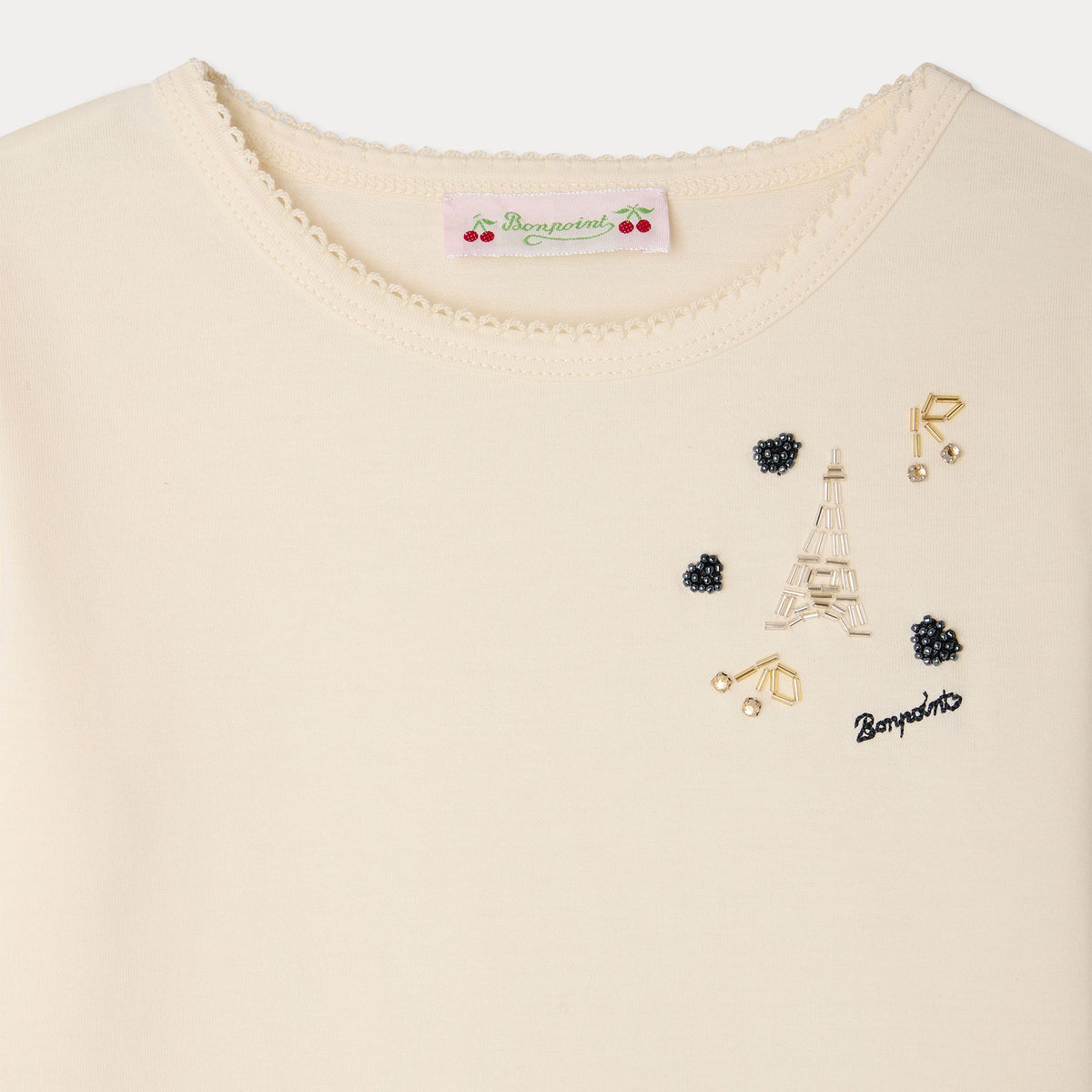 Girls White Cotton T-Shirt