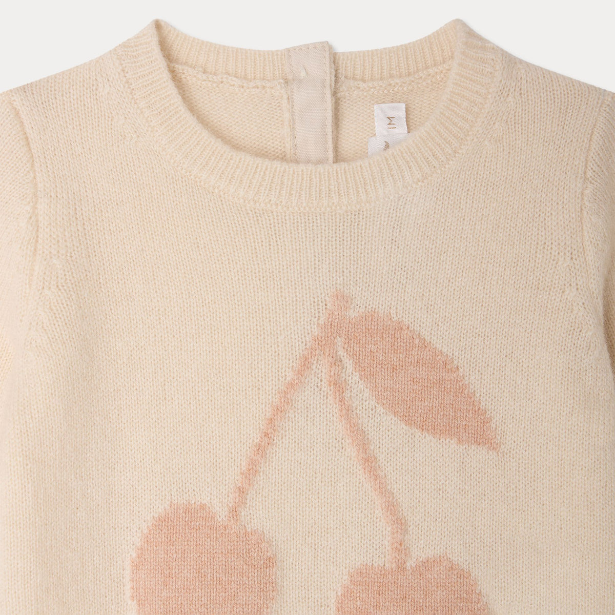 Baby Girls Beige Cherry Jacquard Cashmere Babysuit